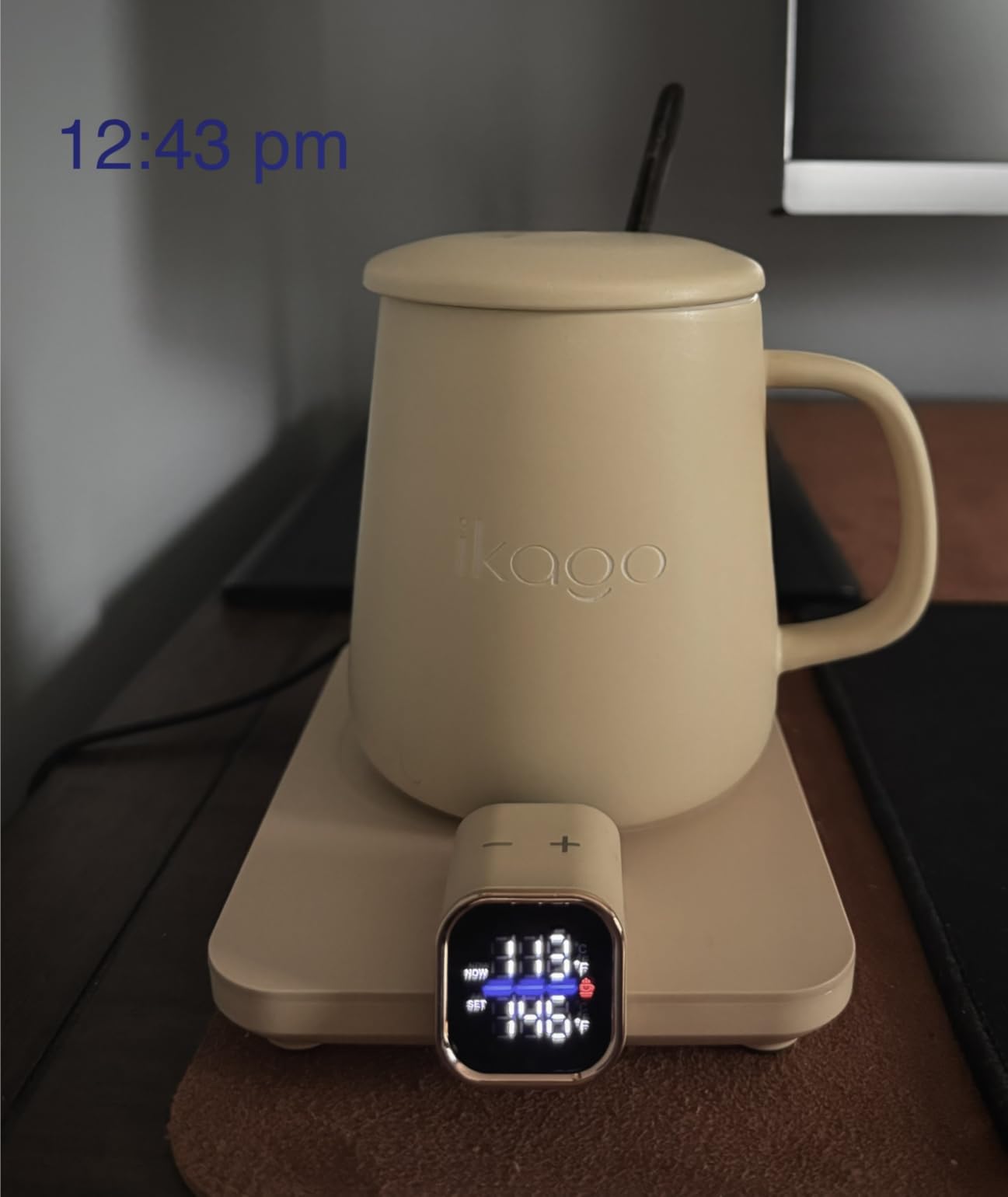 Coffee Mug Warmer & iKago Mug Set, Accurate Temperature Control Smart Heated Mug for Desk, Electric Coffee Warmer with Auto Shut Off & Real-Time Temp Display, Gifts for Men Women, 15oz Ceramic Mug customer photo 1