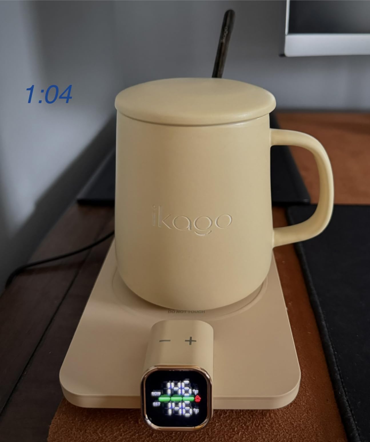 Coffee Mug Warmer & iKago Mug Set, Accurate Temperature Control Smart Heated Mug for Desk, Electric Coffee Warmer with Auto Shut Off & Real-Time Temp Display, Gifts for Men Women, 15oz Ceramic Mug customer photo 2