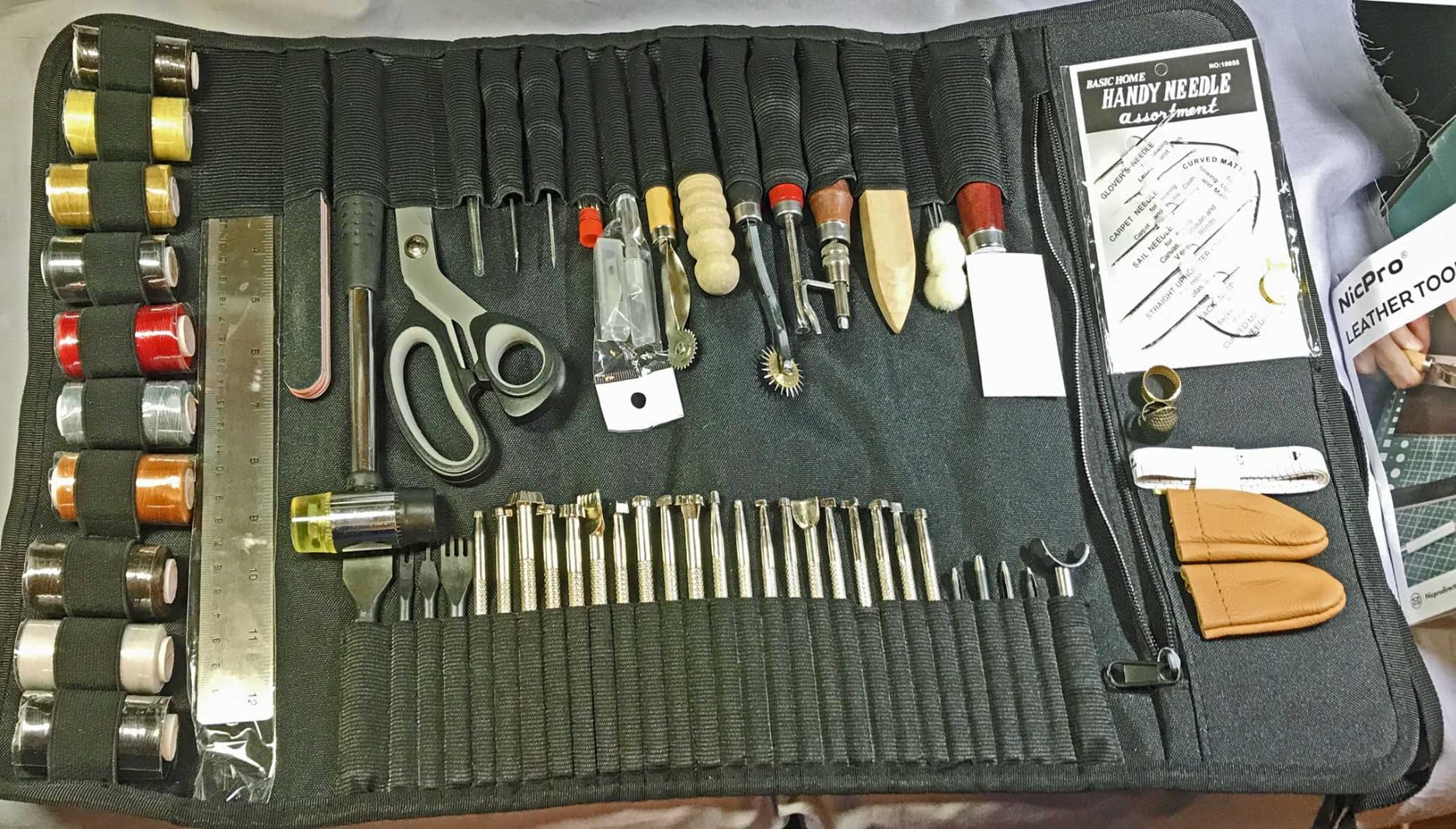 Nicpro 85PCS Leather Tooling Kit Leather Working Tools Kit with Custom Storage Bag, Adults Leather Making Craft Tools Beginner Kit for Stamping Sewing Carving Cutting Punching Leather Working customer photo 1