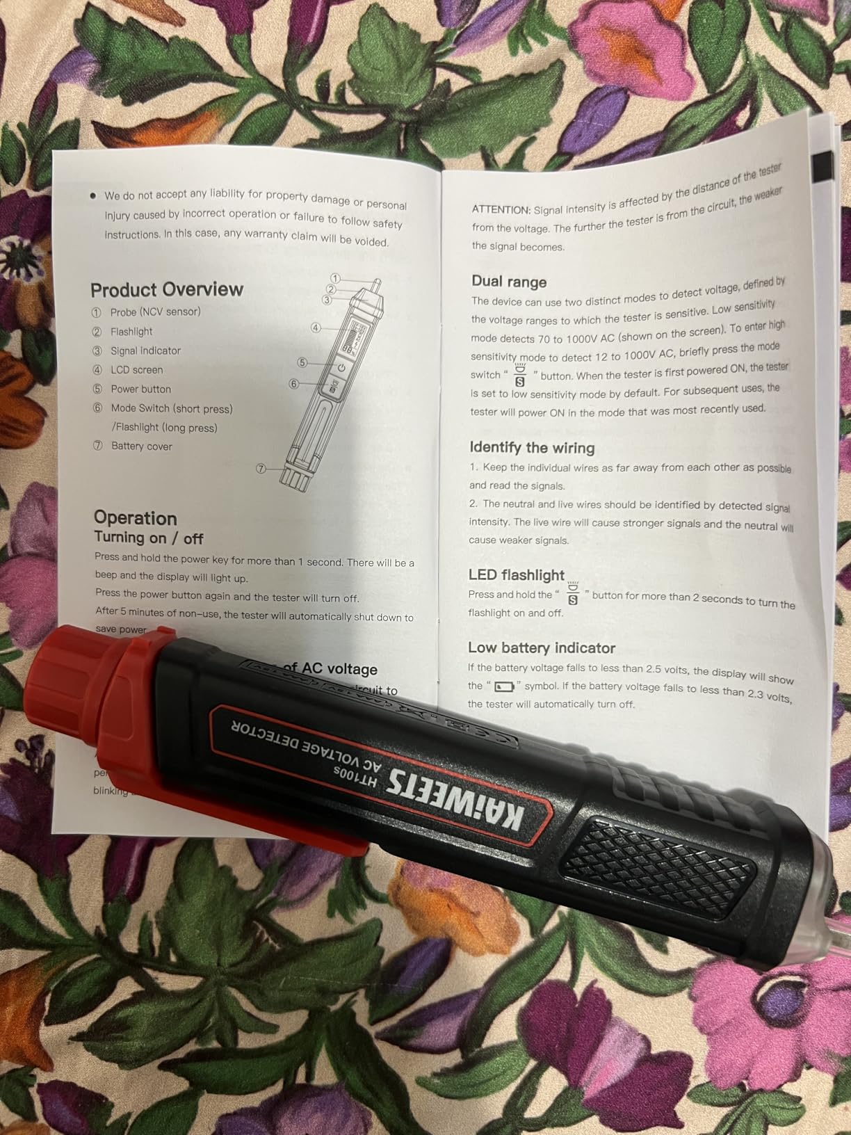 KAIWEETS Voltage Tester/Non-Contact Voltage Tester with Signal Percentage, Dual Range AC 12V/70V-1000V, Live/Null Wire Tester, Electrical Tester with LCD Display, Buzzer Alarm, Wire Breakpoint Finder customer photo 1