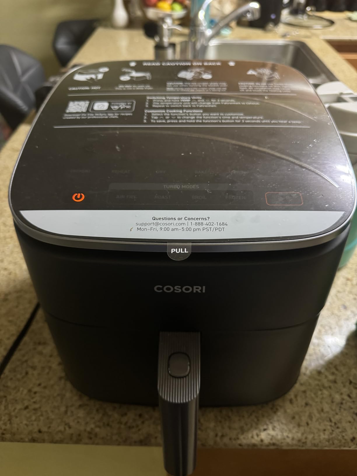 Cosori 9-in-1 TurboBlaze Air Fryer 6 Qt, PFAS-Free Ceramic Coating, 90-450F, Dark Gray customer photo 2