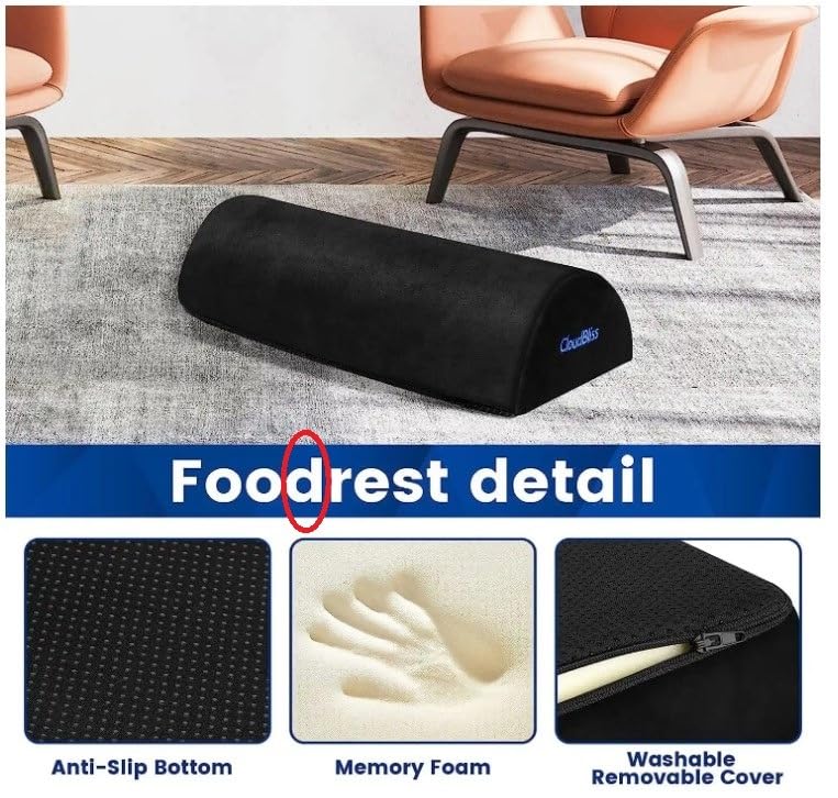 Foot Rest for Under Desk at Work,Office Desk Accessories with Soft Foam and Washable Removable Cover, Foot Stool for Office, Car, Home to Foot Support and Relax Ankles, Black customer photo 1