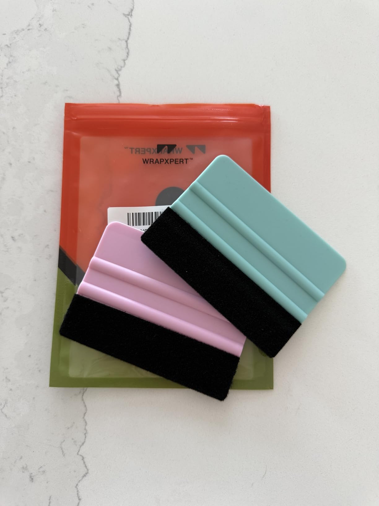 WRAPXPERT Blue Felt Squeegee,2 Pcs Squeegee for Vinyl,Medium Hardness Vinyl Squeegees Scraper Tool Kit for Crafts Car Wrap Window Tint Wallpaper Glass Film Application customer photo 2