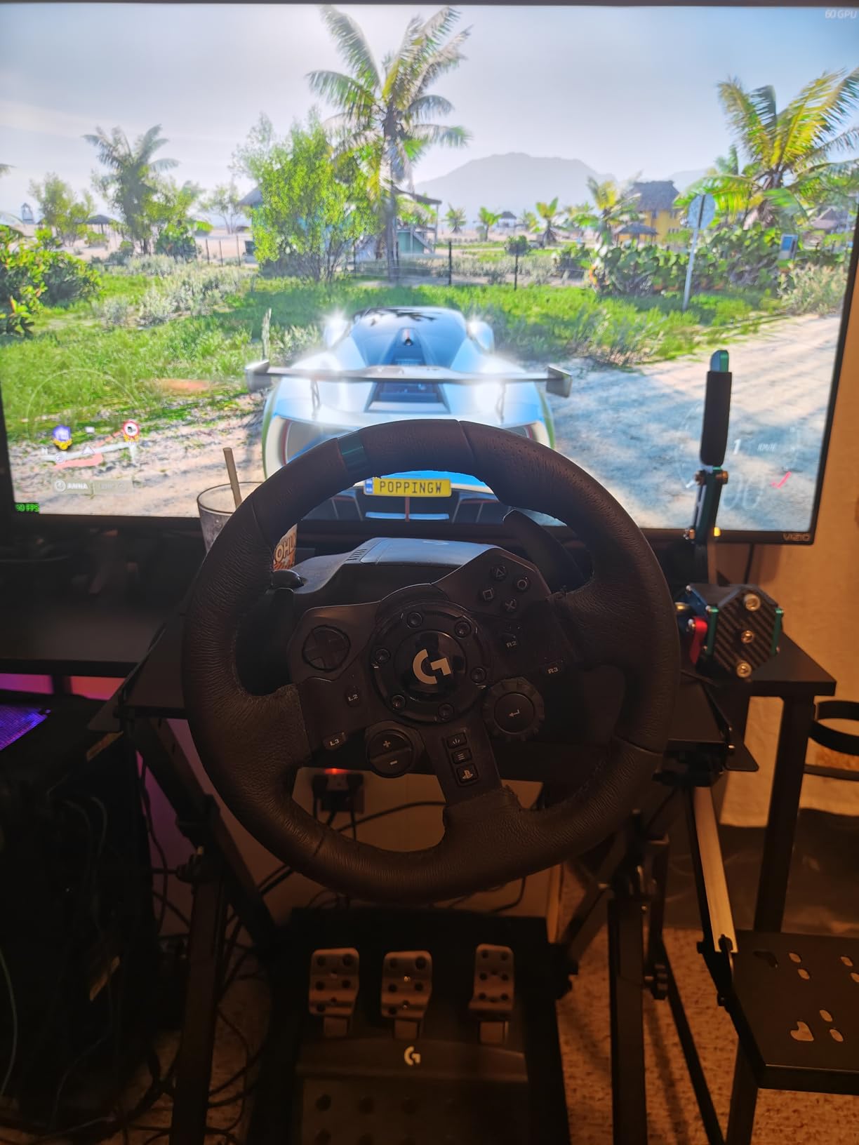 GTPLAYER Sim Racing Wheel Stand Simulator Cockpit Wheel Stand Racing Steering Shifter Mount fit for Logitech G25 G27 G29 G920 G923 Thrustmaster T330TS Gaming Stand Wheel Pedals NOT Included, Black customer photo 1