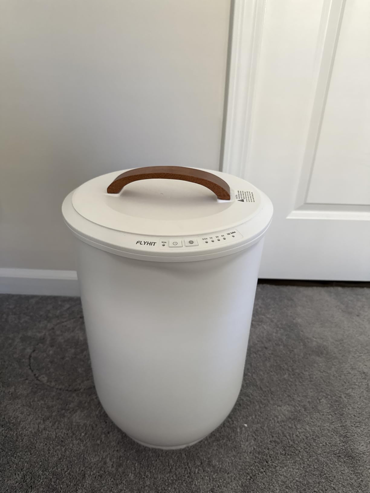 Large Towel Warmer for Bathroom - Heated Towel Warmers Bucket, Wood Handle, Auto Shut Off, Fits Up to Two 40