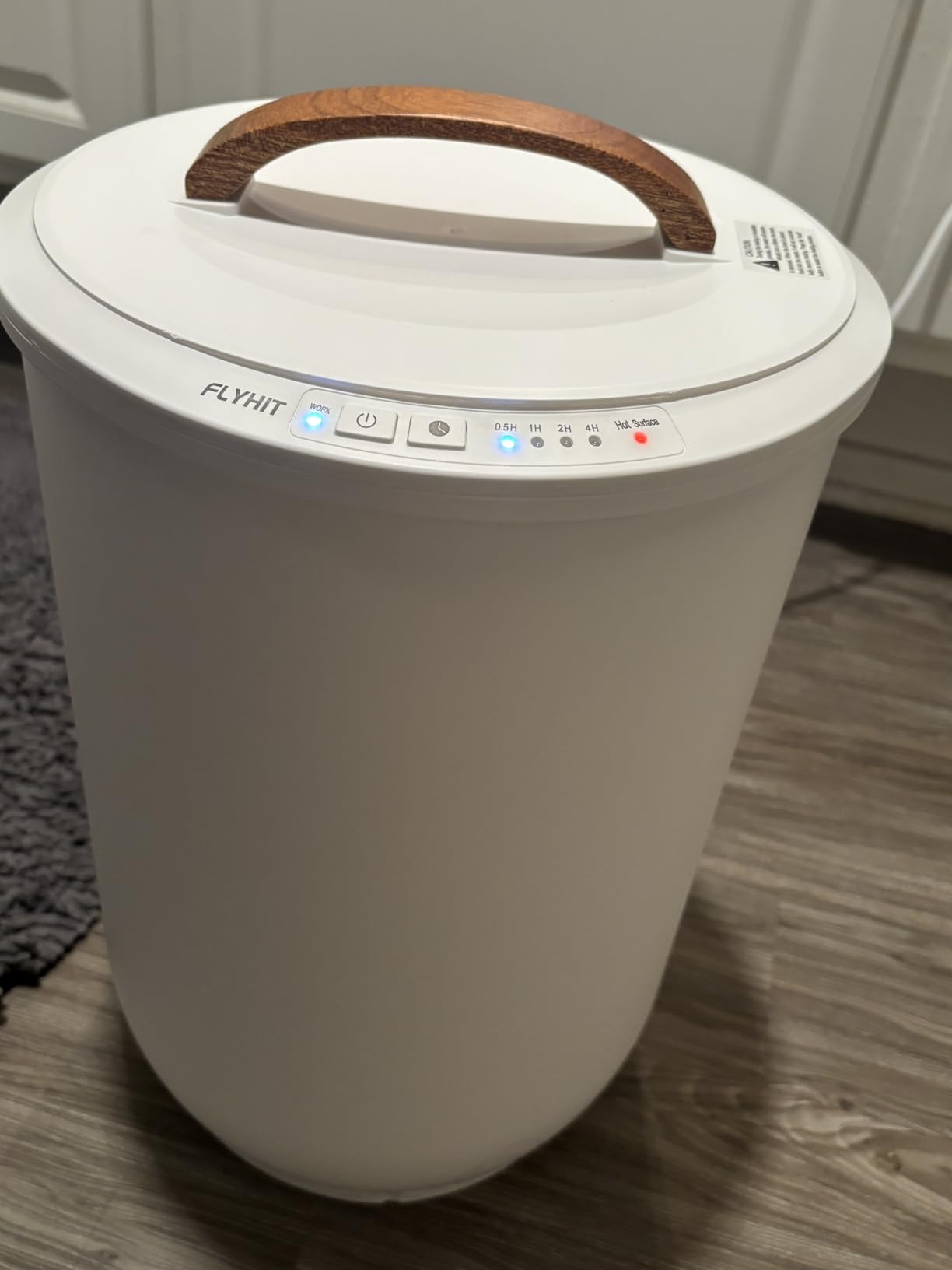 Large Towel Warmer for Bathroom - Heated Towel Warmers Bucket, Wood Handle, Auto Shut Off, Fits Up to Two 40