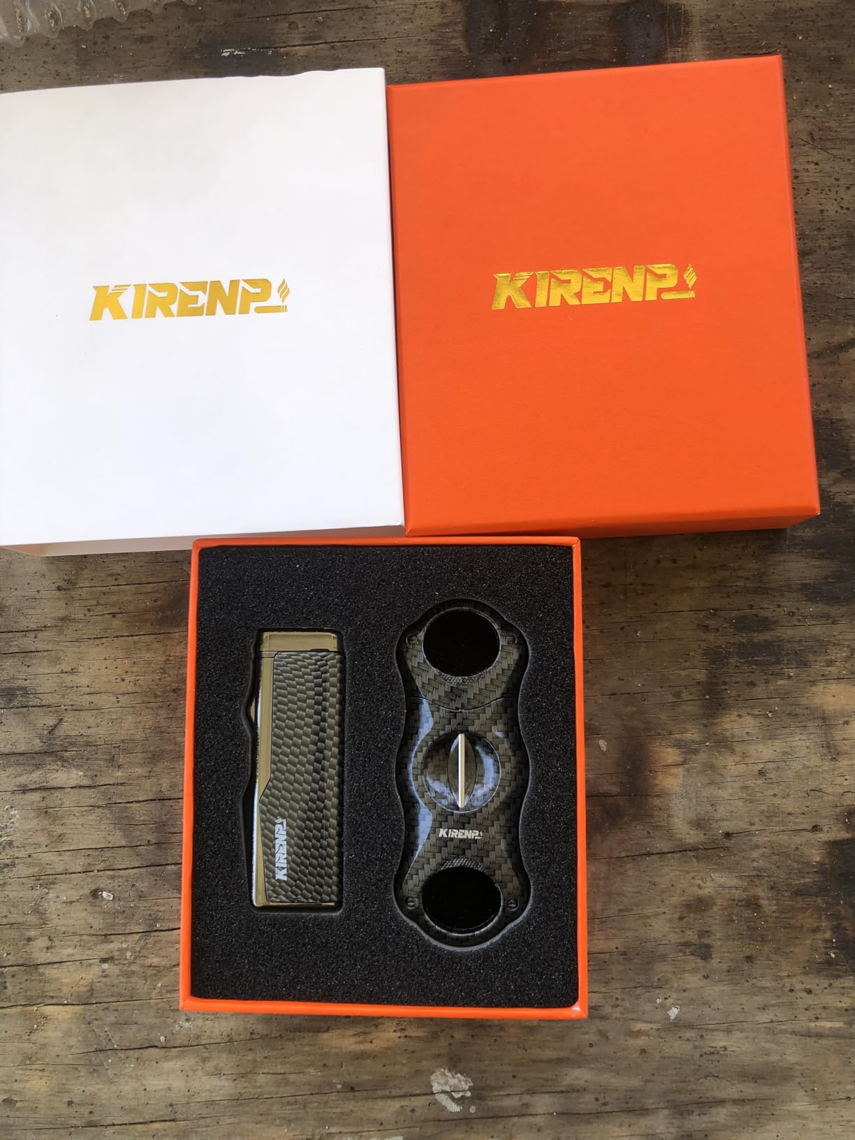 All-in-one Cigar Lighter with V Cigar Cutter, Built-in Cigar Punch, Cigar Holder, Quad Windproof Jet Flame, 4 in 1 Refillable Torch Lighter Set with Gift Box customer photo 2