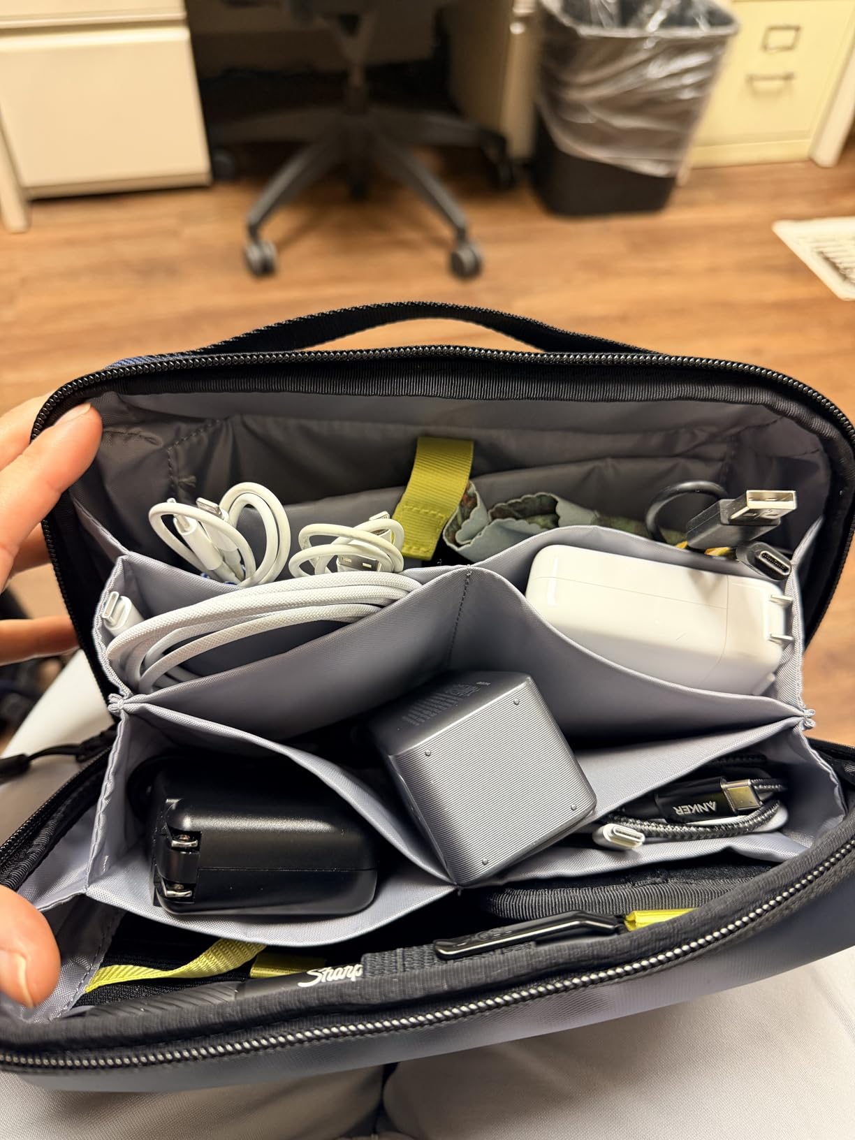 tomtoc Travel Cable Organizer Pouch, Electronics Accessories Organizer Portable Waterproof Double Accessories Carry Case for Cord, Charger, Cables, USB Drive, Black customer photo 1