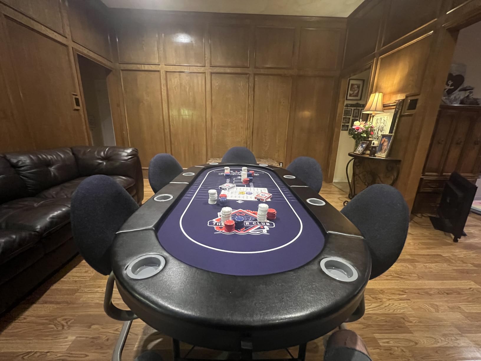 Poker Table Foldable, 8 Player Folding Poker Tables w/Collapsible Legs, Casino Grade Felt, Padded Rails and Cup Holders, Portable Poker Table for Texas Hold'em Poker and Blackjack, 71 Inch customer photo 2