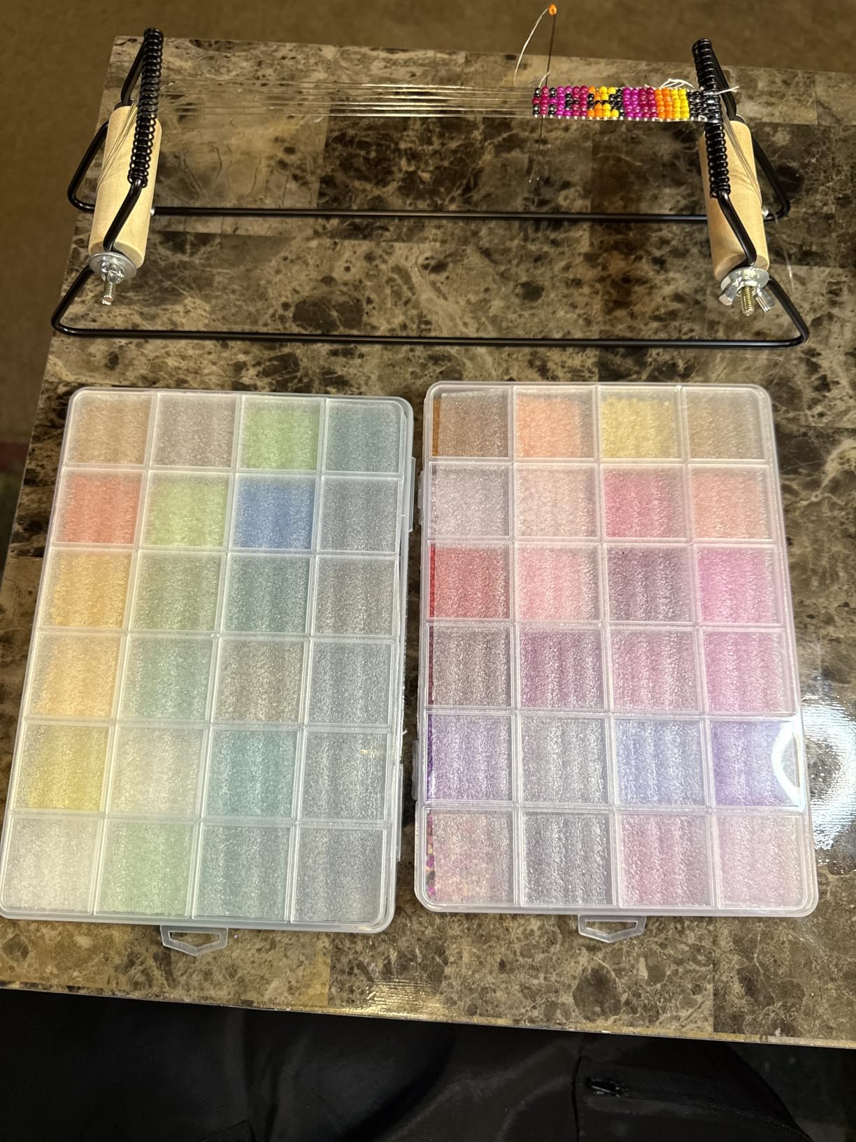 Jexine Bead Loom Kit for Adults 24000 Pcs Beading Loom Supplies with 48 Color 2 mm Glass Seed Bead Bracelets Christmas Jewelry Earring Making Tools Gifts for Women DIY Craft customer photo 2