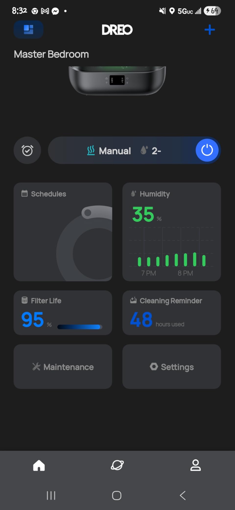 Dreo Smart Humidifiers for Bedroom, Top Fill 4L Supersized Humidifier Large Room with 28 dB, 36H Runtime, Touch/APP/Voice Control, Nightlight, Cool Mist Humidifiers for Baby, Plants, Indoor, Black customer photo 1