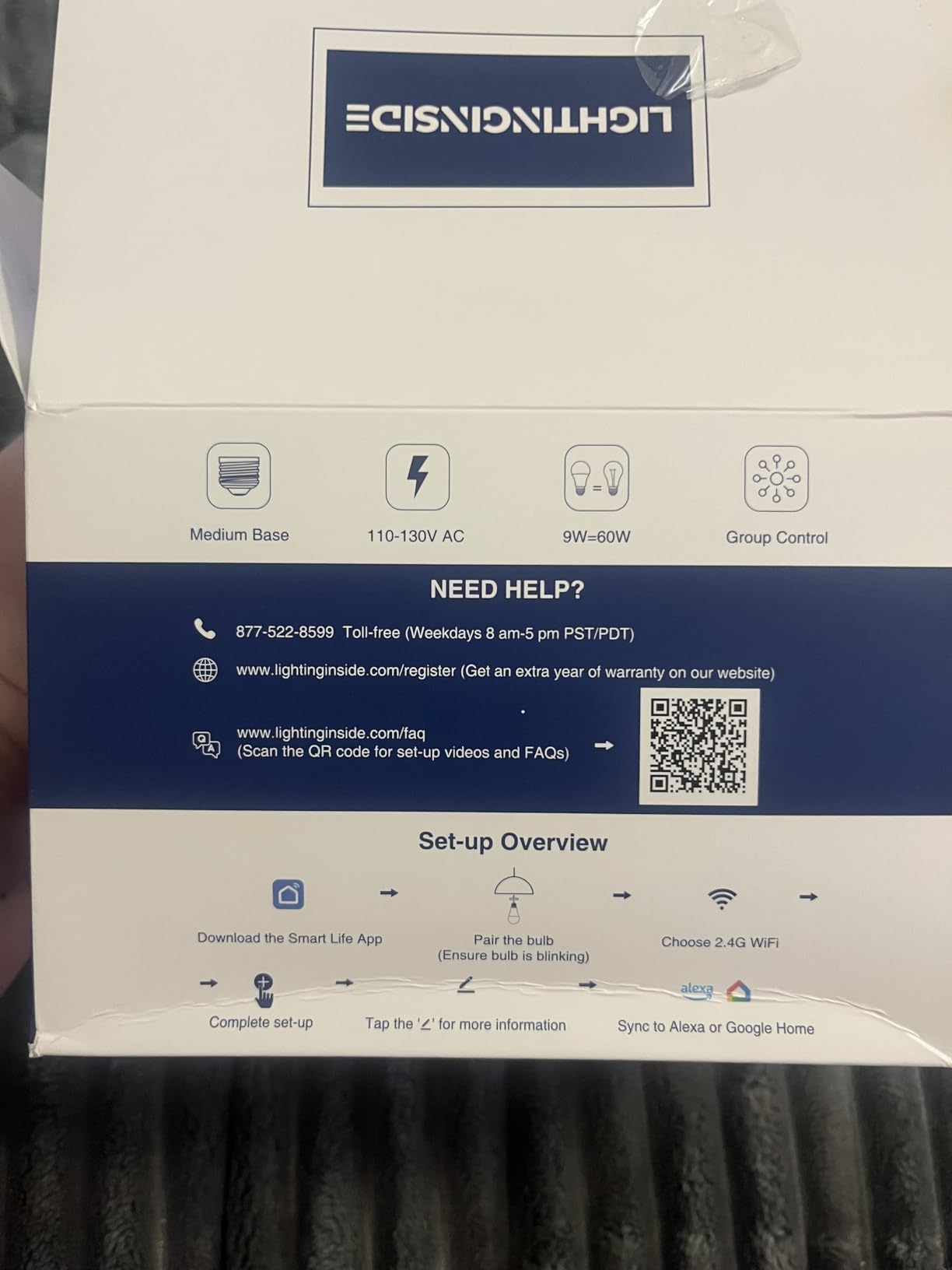 Lightinginside Smart Light Bulbs 6 Pack, Smart Bulb Works with Alexa/Google Home/SmartLife, CRI>90, RGBCW Color Changing LED Light Bulbs, 2.4G WiFi Bluetooth A19 E26 Bulb, No Hub Required, ETL Listed customer photo 2