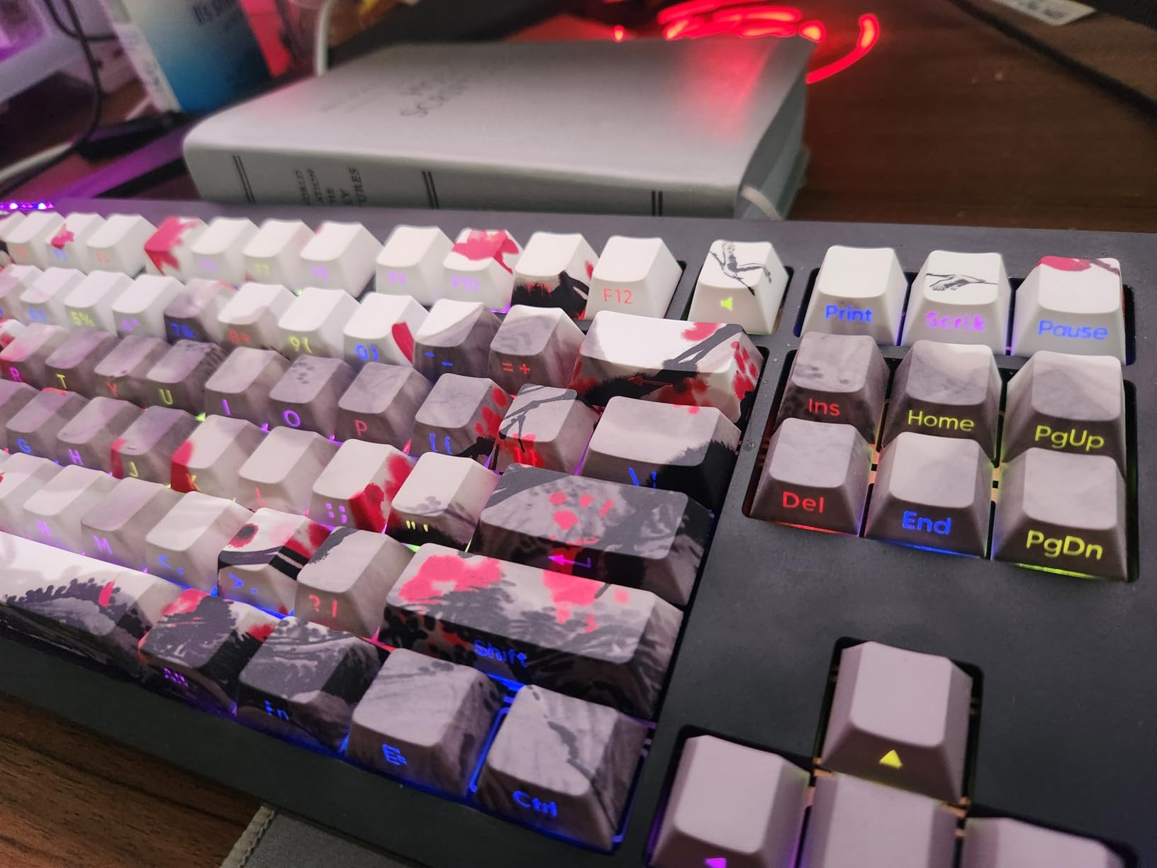 Tsungup PBT Keycaps - Side Printed Keycap Set,135 Keys Double Shot Shine Through Landscape Painting Custom Keycaps,Cherry Profile Keyboard Key caps for Cherry MX Switches Mechanical Keyboards customer photo 1