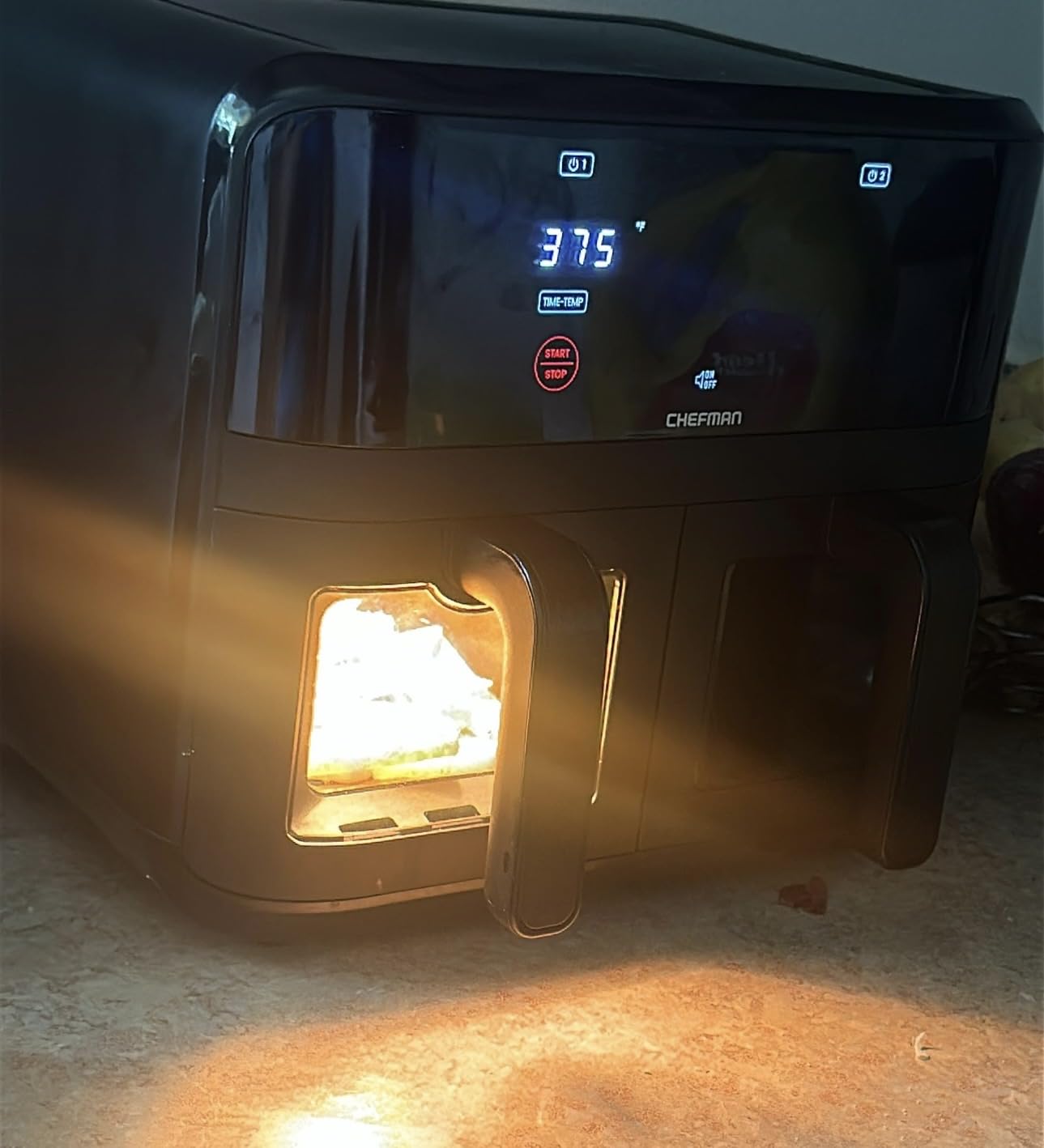 CHEFMAN 6 Quart Dual Basket Air Fryer Oven with Easy View Windows, Sync Finish, Hi-Fry, Auto Shutoff, 2 Independent 3Qt Nonstick Dishwasher Safe Frying Baskets, Digital Double Air Fryer - Black customer photo 1