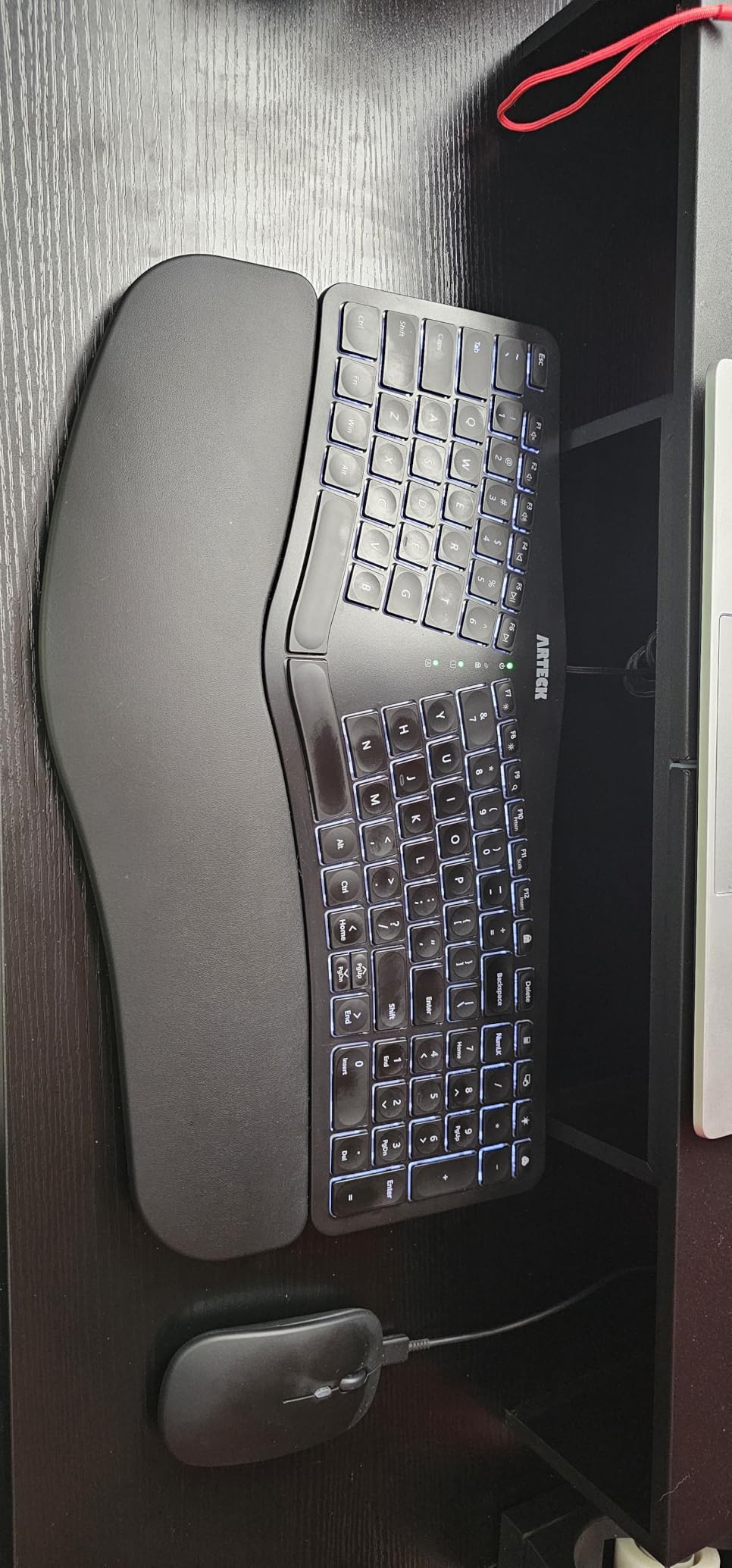 Arteck Ergonomic USB Wired Keyboard with Cushioned Wrist & Palm Rest, Backlit 7 Colors & Adjustable Brightness Comfortable Natural Split Keyboard with 6 Feet Wire for Windows Computer Desktop Laptop customer photo 2