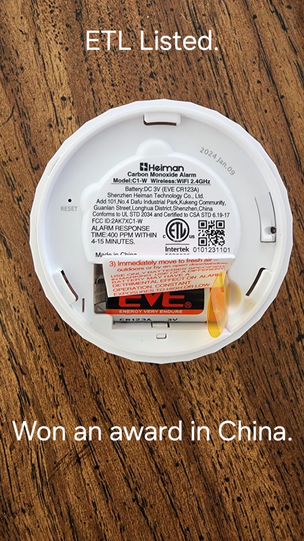 HEIMAN Smart Carbon Monoxide Detector, Wi-Fi Nano CO Alarm, ETL Listed Real-Time Push Notifications Battery Powered, Test-Reset Button, 2034 Standards, 10-Year Figaro Sensor, Portable for Travel customer photo 1