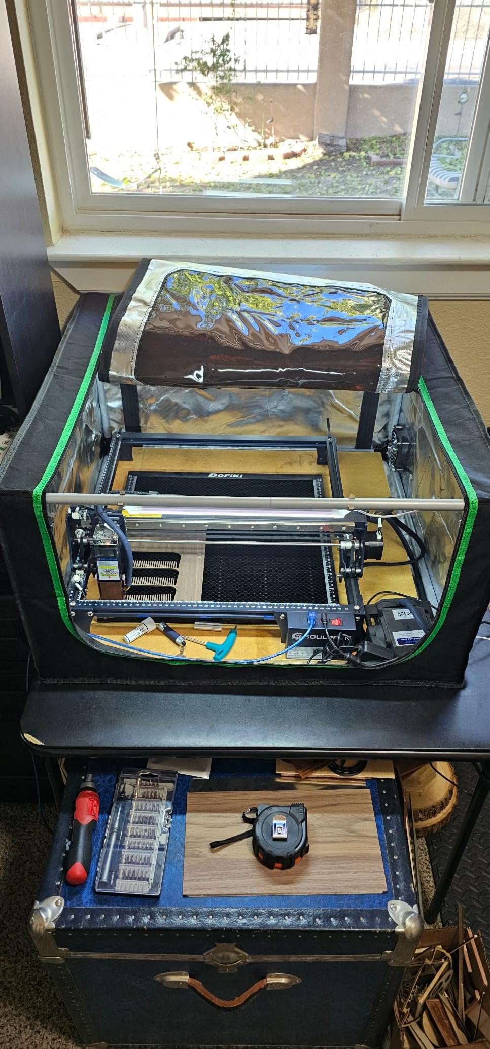 Creality Laser Engraver Enclosure 2.0, Laser Engraver Machine Protective Cover with Eye Protection, Insulates Against Fumes and Odors for Laser Cutting Enclosure Tent (28.3 * 28.3 * 15.7 inch) customer photo 2