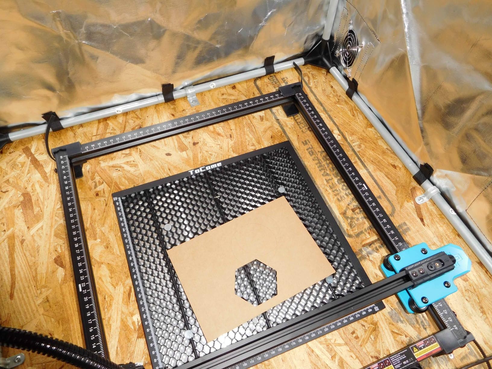 Creality Laser Engraver Enclosure 2.0 with Vent, Fireproof and Dustproof Laser Cutter Protective Cover 28.3x28.3x15.7in with Fan and Pipe, Fits for Most Laser Engraver, Against Smoke, Odor, Noise customer photo 1