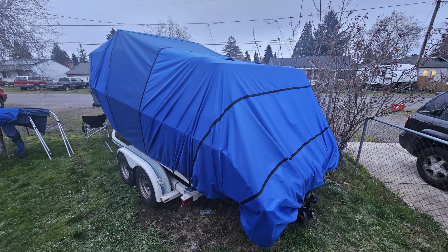 RVMasking Hard Top/T-Top Boat Cover, 1200D Partial Reinforced Waterproof Heavy Duty with Motor Cover for Center Console Boat with T TOP Roof, 22'-24' customer photo 1