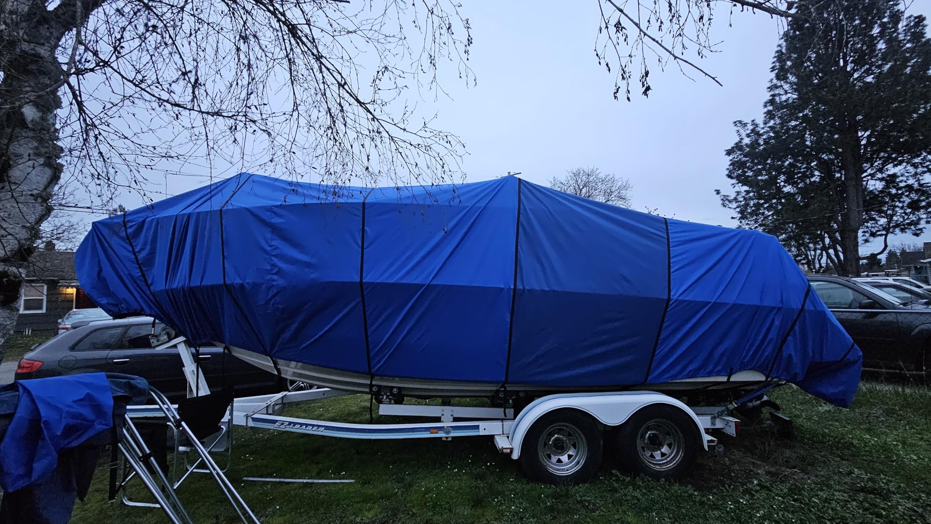 RVMasking Hard Top/T-Top Boat Cover, 1200D Partial Reinforced Waterproof Heavy Duty with Motor Cover for Center Console Boat with T TOP Roof, 22'-24' customer photo 2