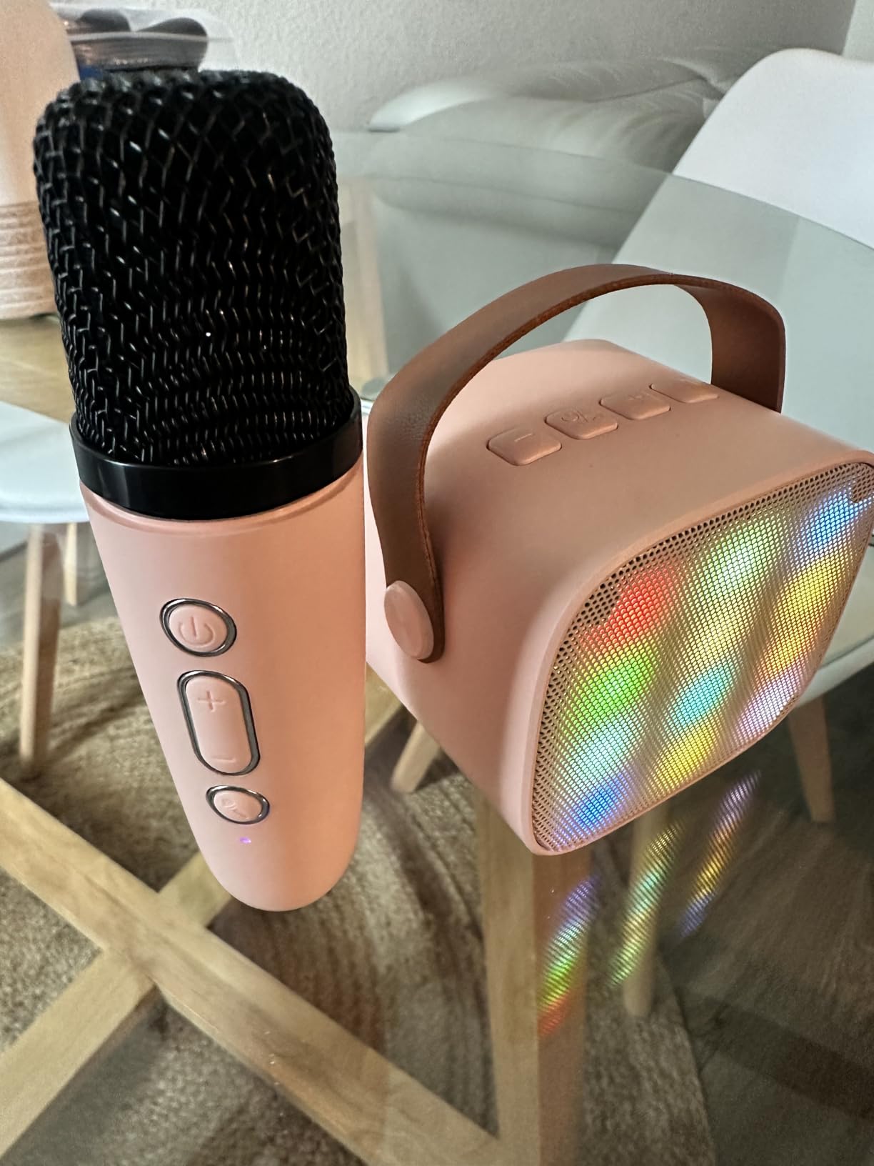 Karaoke Machine for Kids, Portable Mini Speaker with 2 Wireless Microphones, TOP Kids Gifts for Girls Ages 3, 4, 5, 6, 7, 8, 9, 10+ Years Old, 4-12th Birthday Easter Present Toy Party (Purple) customer photo 1