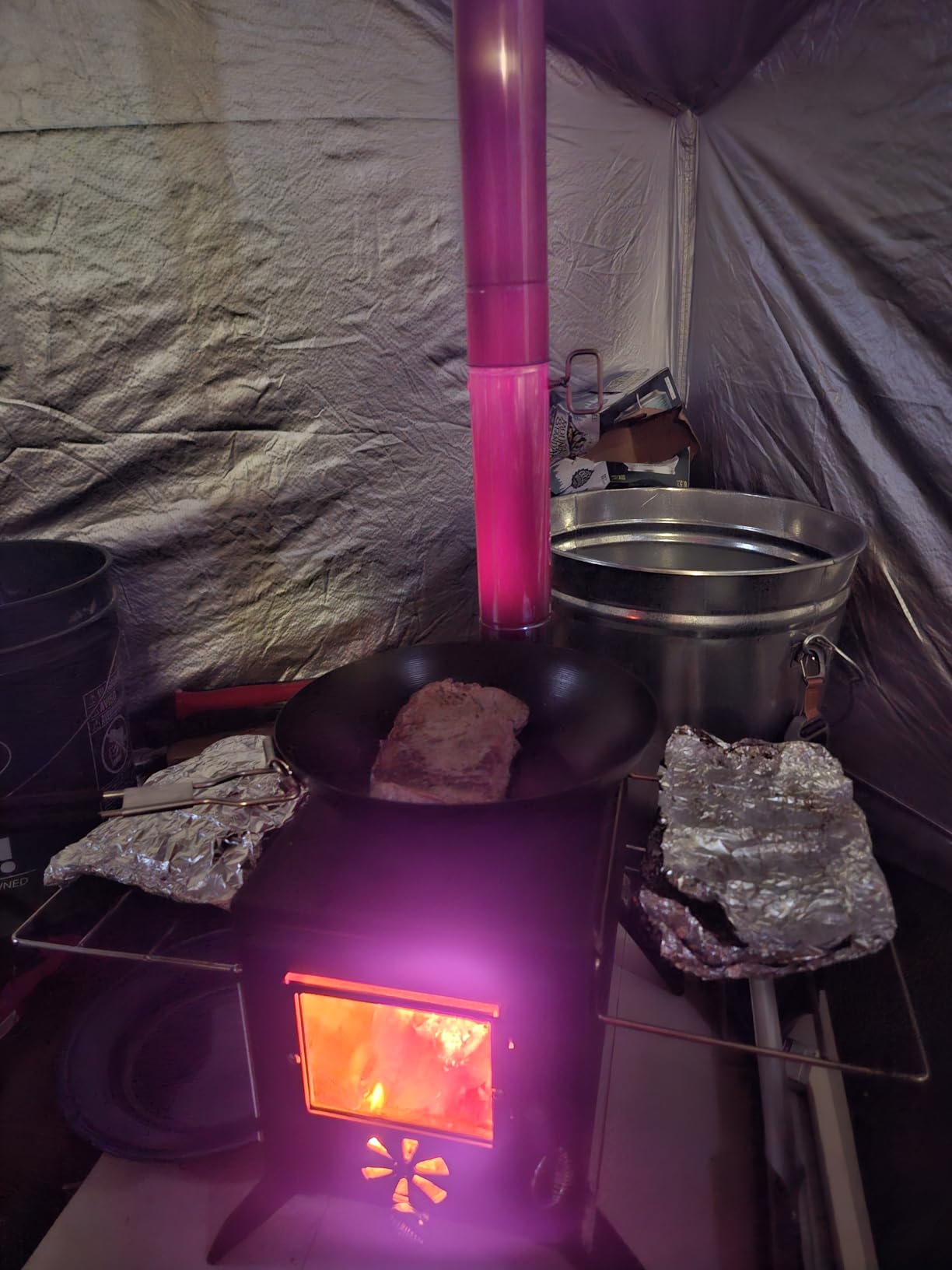 Hot Tent Stove,AVOFOREST Wood Burning Stove,Small Wood Stove with 7 Stainless Chimney Pipes for Outdoor Heating & Cooking, Ice Fishing, Hunting customer photo 1