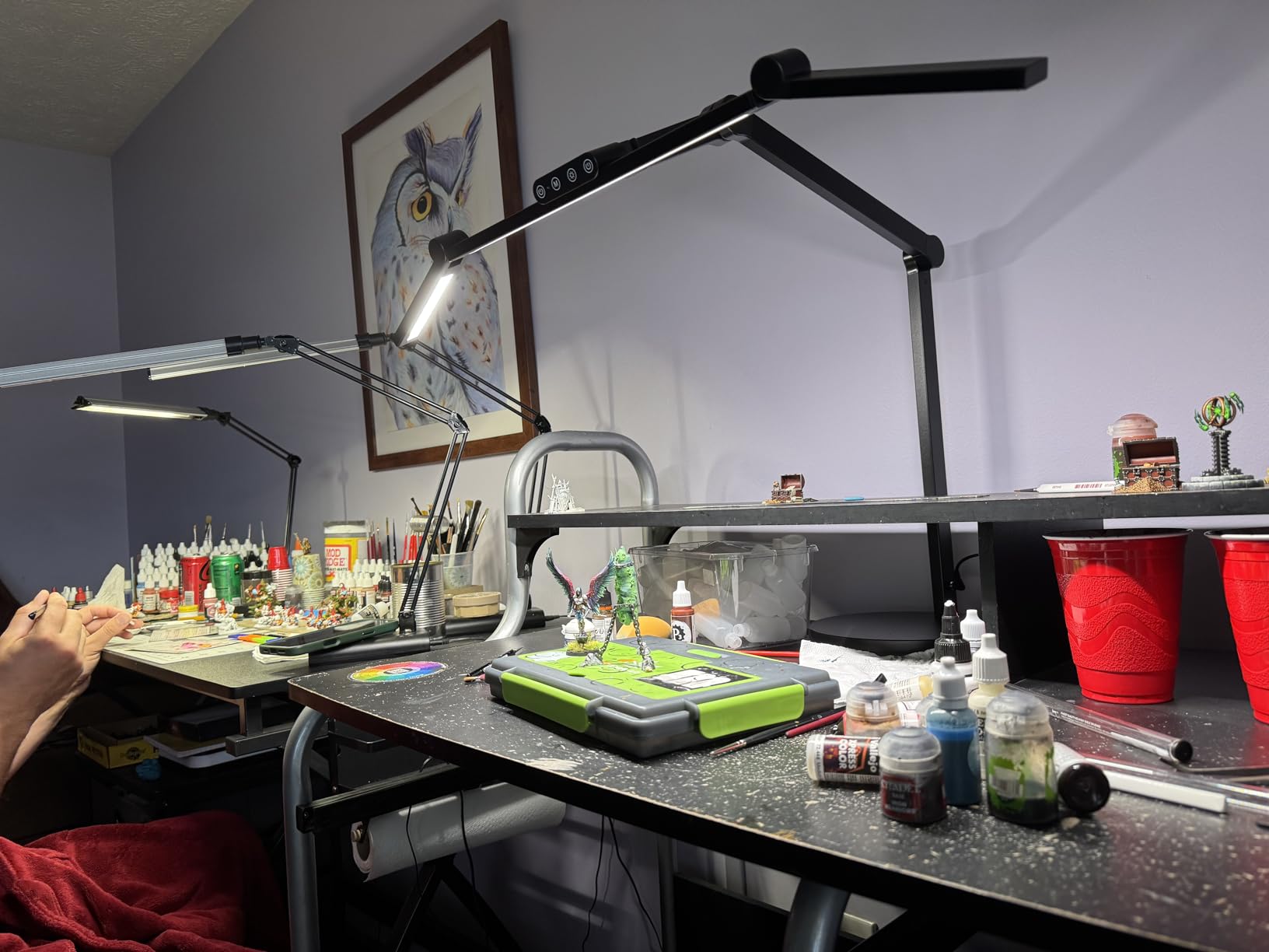 Micomlan Architect Desk Lamp with Atmosphere Lighting, Adjustable Led Desk Light for Home Office with Base, 24W Bright Auto Dimming Table Light with Rotatable Swing Arm for Workbench Computer customer photo 2