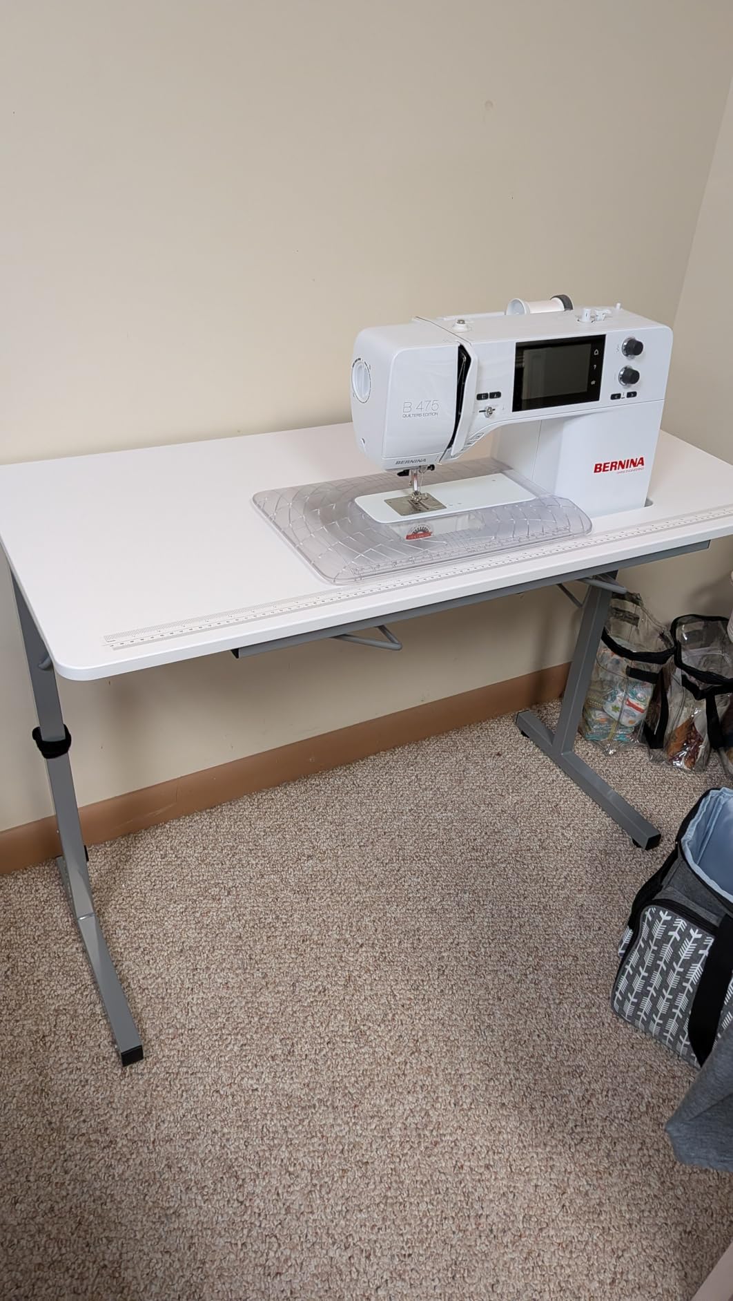 Rollaway II Compact Portable Folding Sewing Table, Silver/White customer photo 2