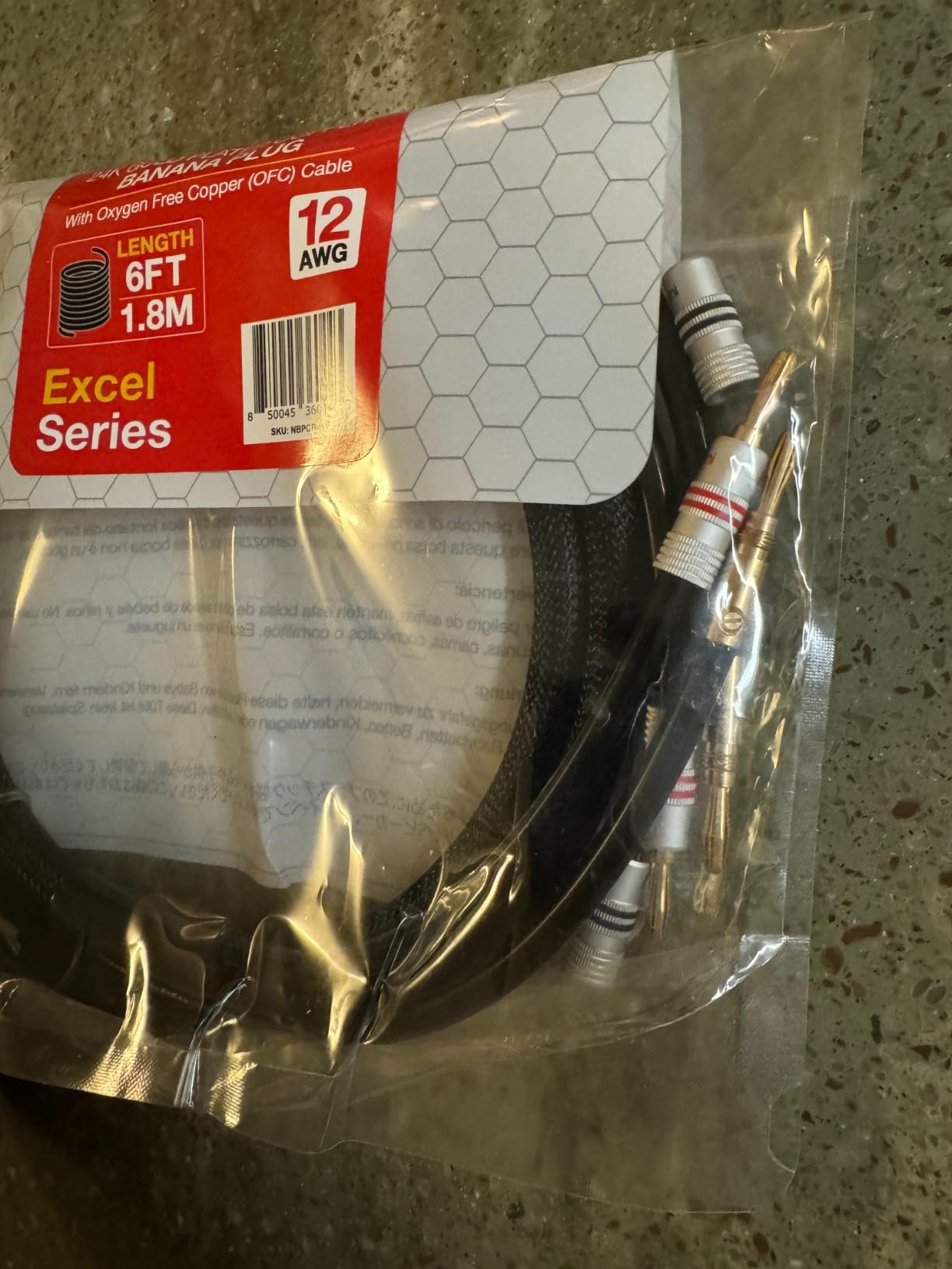 Nakamichi Excel Series 24k Gold Plated Banana Plugs with Speaker Cable Wire 99.9% Oxygen-Free Copper (OFC) Heavy Duty Braided for Amplifier Hi-Fi Home Theatre - Black (12 AWG / 10 feet / 3.0m) customer photo 1