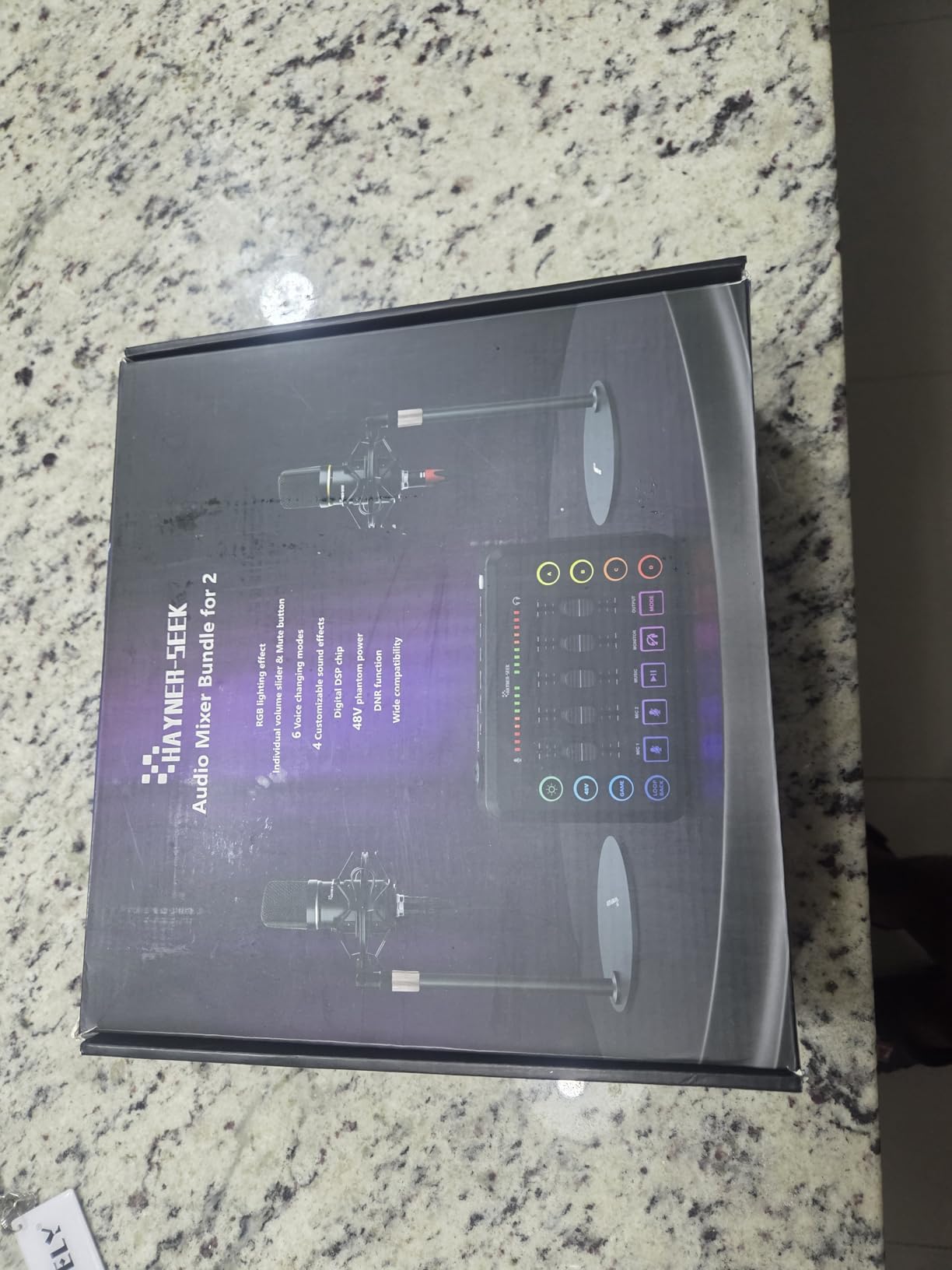 Podcast Equipment Bundle for 2, RGB Audio Interface with XLR Condenser Microphone, and 3.5mm Mic, Mute,48V Phantom Power for Streaming,Gaming,Recording-Black (H1) customer photo 1