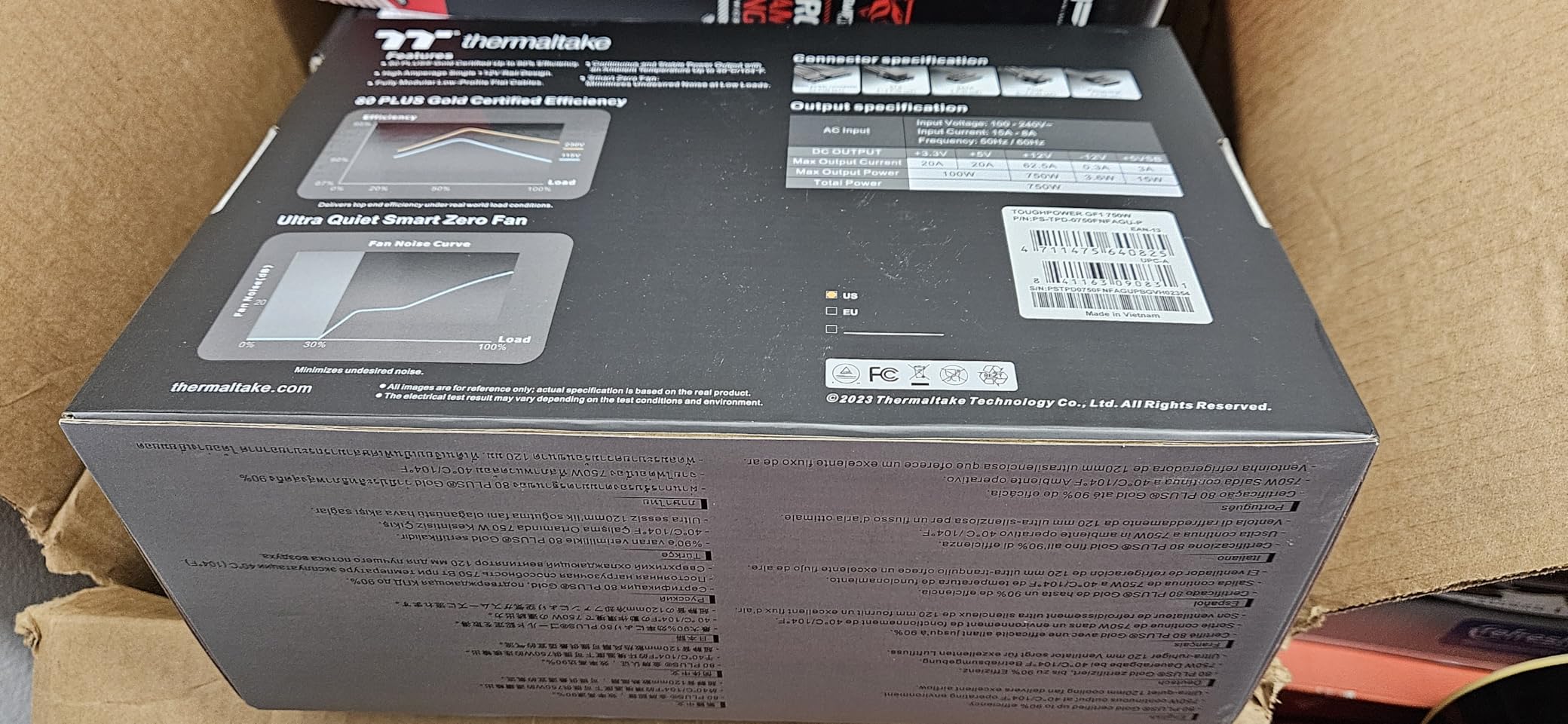 Thermaltake GF1 Fully Modular ATX 750W Power Supply - 80 Plus Gold - Ultra Quiet - Zero RPM, PS-TPD-0750FNFAGU-P customer photo 2