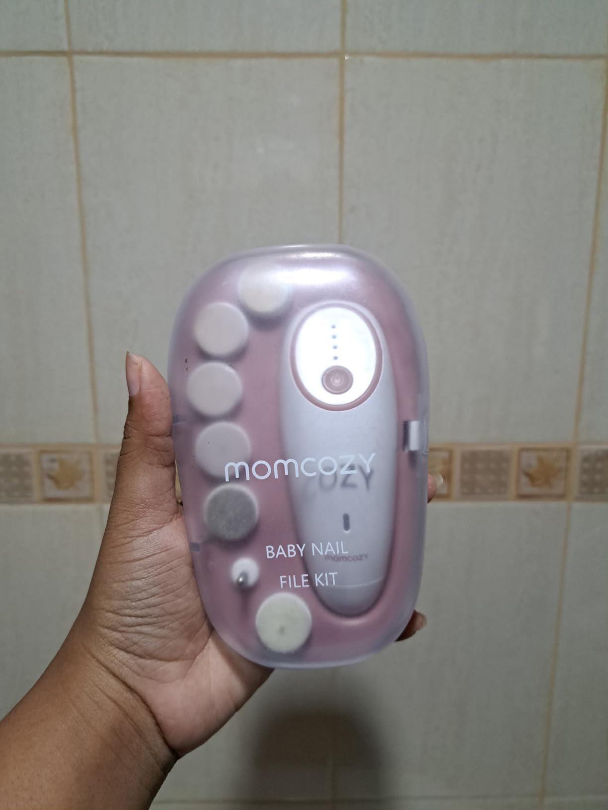 Momcozy Baby Nail File Electric, Gentle Baby Nail Trimmer Electric, Baby Nail Clipper with Night Light, 7 Grinding Head Replacement Pads, Green customer photo 1