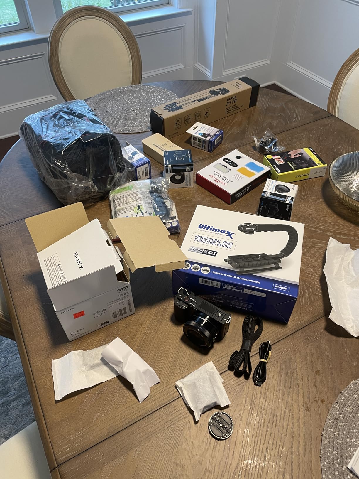 Sony ZV-E10 + 16-50mm Lens, LED Light, Microphone, 128GB Extrem Speed, U-Grip, Filters, Tripod, Case, Software, & More - Pro Video Bundle (38pc) customer photo 1