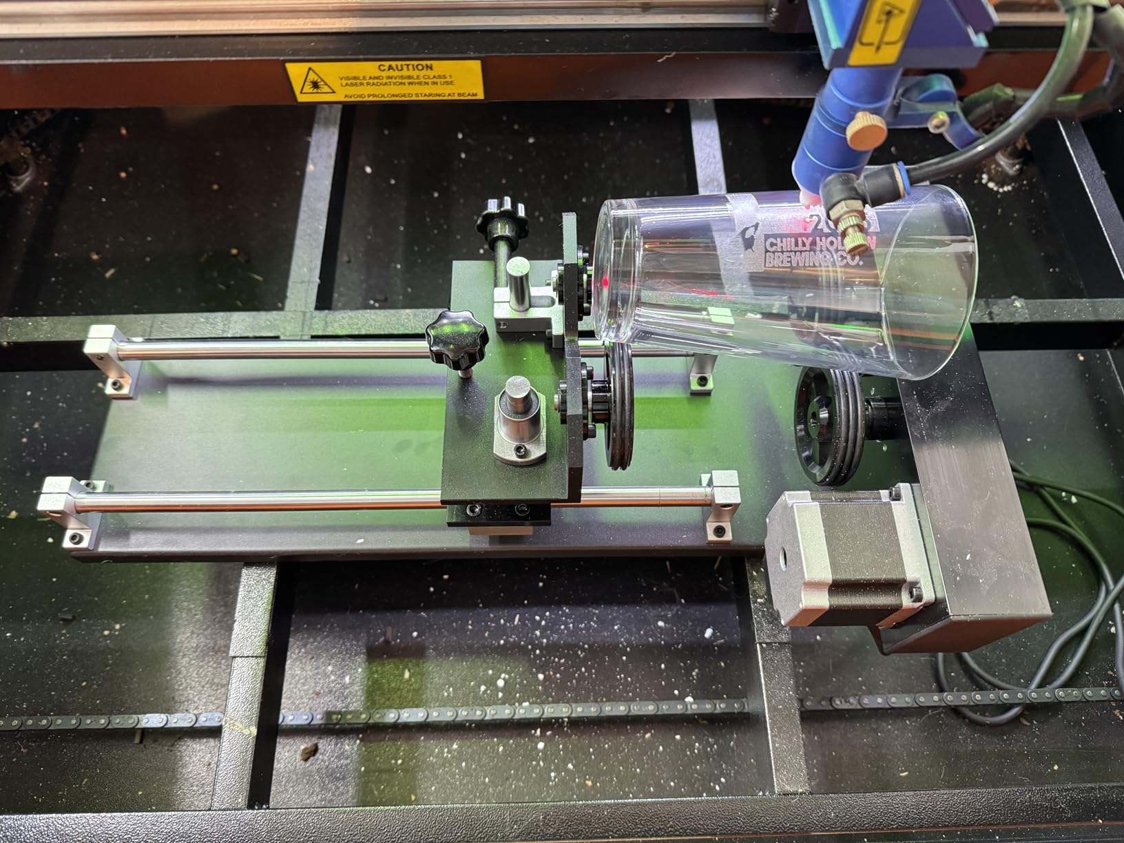 OMTech Laser Rotary Attachment with Nema 23 2-Phase Stepper Motor for 50W 60W 80W 100W 130W CO2 Laser Engraving Machines Rotary Tool Accessory Kit for Wood Metal and More customer photo 1