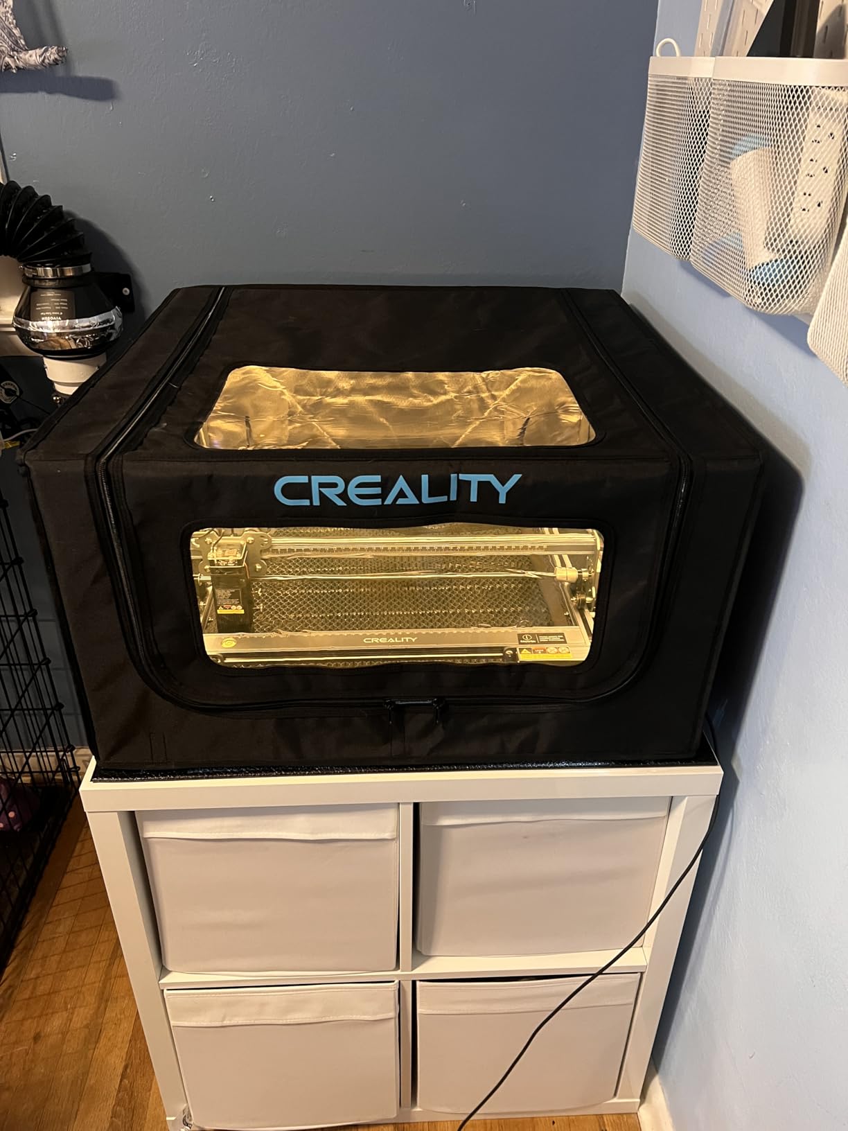 Creality Laser Engraver Enclosure 2.0 with Vent, Isolate Smoke Laser Cutting Machine Protective Cover with Eye Protection, Against Noise,Suitable for Creality or All Laser Engraver,28.3*28.3*15.7inch customer photo 2