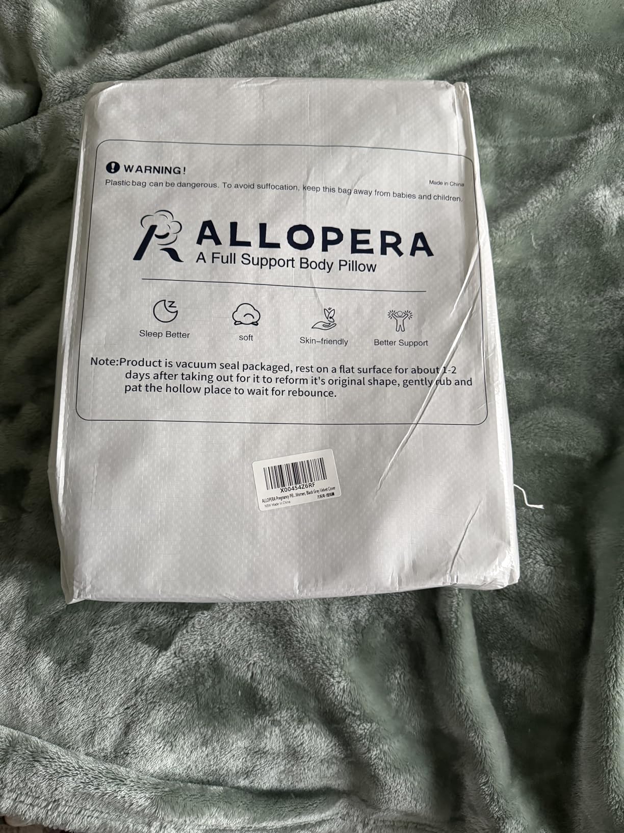 ALLOPERA Pregnancy Pillow, Full Body 57 Inch Maternity Pillow with Removable Washable Cover - Sleep Support for Legs, Back, Neck, Shoulder, HIPS, Belly for Pregnent Women, Black Grey Velvet Cover customer photo 1
