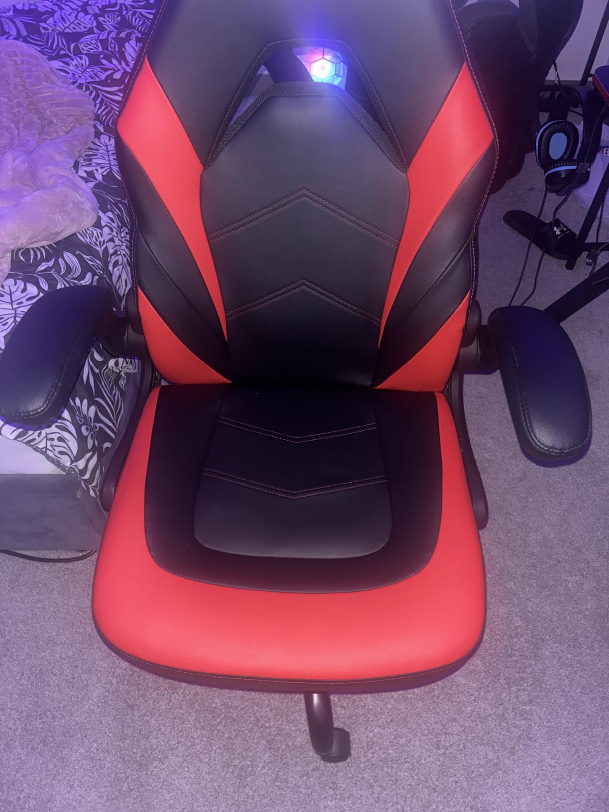 OLIXIS Computer Gaming Chair - PU Leather Ergonomic Lumbar Support with Flip-up Armrest and 360 Degree Swivel Wheels, Height Adjustable Task Home Office Desk Video Racing, Blue customer photo 2