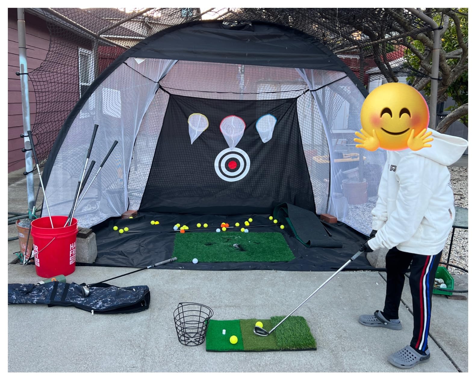 Golf Net: 10x7FT Golf Practice Net for Backyard Driving, Hitting Net with Tri-Turf Mat, Indoor Training Chipping Aid Nets with Reduce Noise Nylon Target, Gifts for Men/Dad/Him customer photo 1