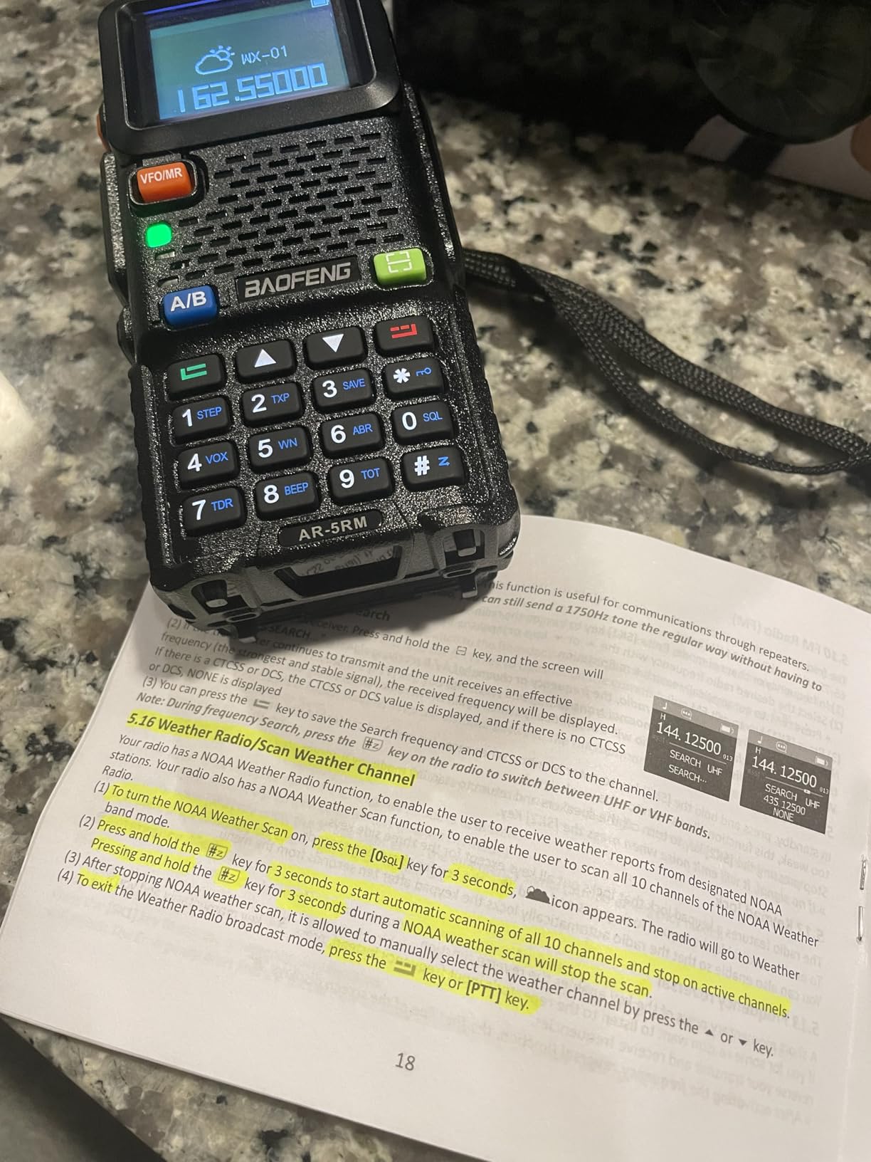 Ham Radio Baofeng Radio 5RM 10W Long Range Handheld AR-5RM Two Way Radio NOAA Weather Receiver Rechargeable Walkie Talkies Longe Range DTMF Copy Frequency 999CH with Type C Charging(1 Pack) customer photo 2