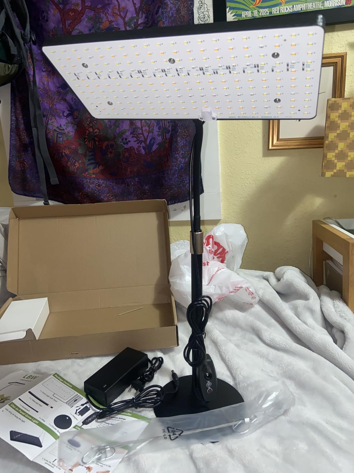 LBW Desk Grow Light, Full Spectrum Plant Light for Indoor Plants, Grow Lamps with 4/8/12H Timer, 10