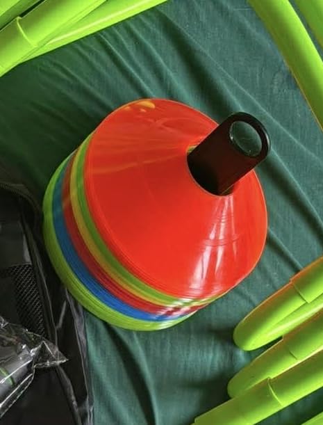 25/50/100pcs Disc Cones, Agility Soccer Cones with Carry Bag and Holder, Soccer Cones for Sports Training, Football, Soccer, Basketball, Coaching, Practice Equipment, 5 Color customer photo 2