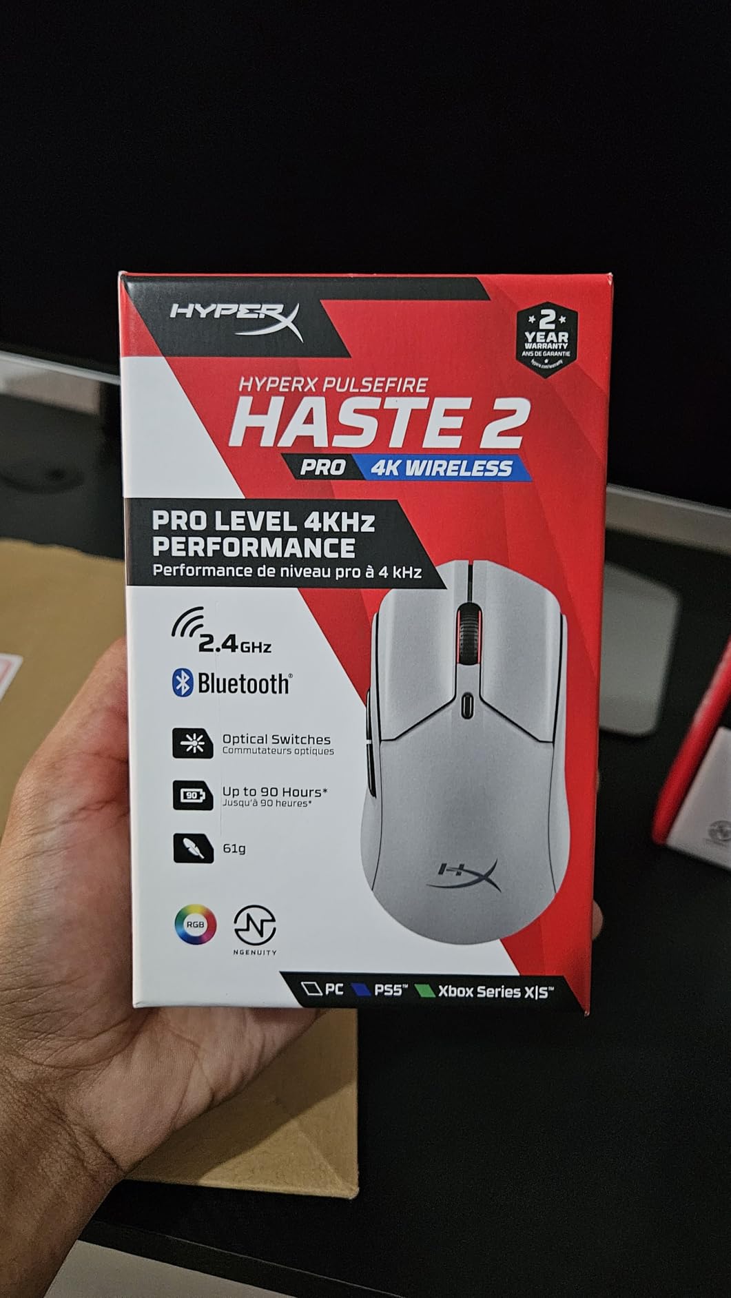 HyperX Pulsefire Haste 2 Mini - Wireless Gaming Mouse for PC Compact Lightweight Bluetooth 2.4GHz White customer photo 1