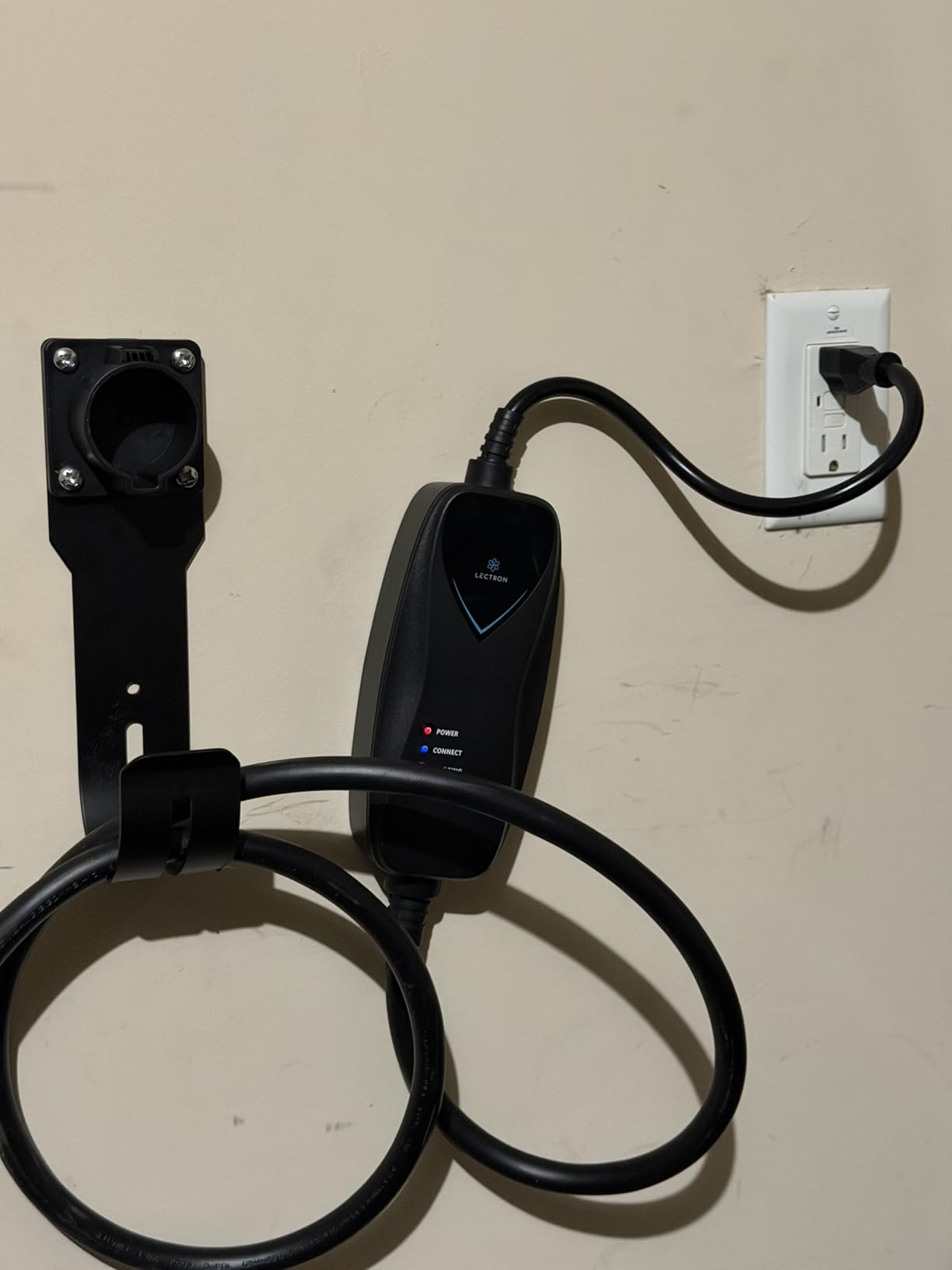 MECMO EV Charger Holder SAE J1772 Nozzle Holster Dock and J-Hook Combination Wall Mount, EVSE Electric Vehicle Car Charger Cable Organizer EV Charger Cord Wall Hook Cable Holder J1772 Connector customer photo 1