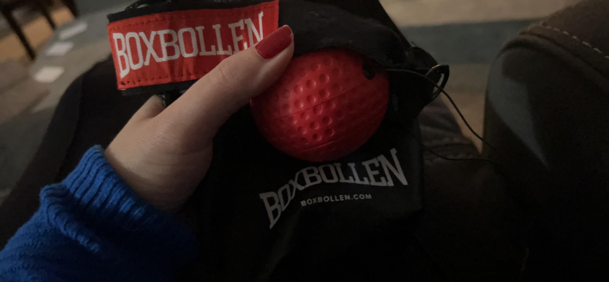 Boxbollen Boxing Reflex Ball - Celebrity-Endorsed Home Workout Game - App-Connected Punch Counter - Hand Eye Coordination Training Ball - Christmas Gift for Boxers, All Ages - Stocking Stuffer customer photo 2