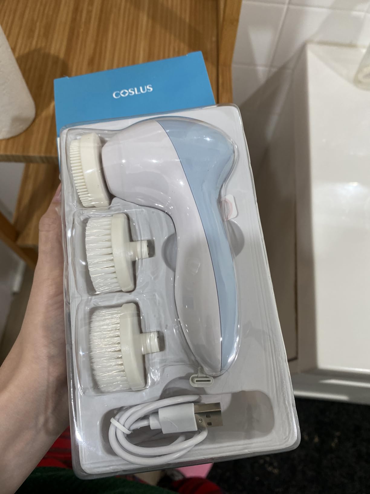 COSLUS FBX04 Facial Cleansing Brush Face Scrubber: 3 in 1 Bi-Directional Electric Spin Brush for Removing Blackhead, Exfoliating, Massaging - Rechargeable Waterproof, 3 Adjustable Speeds customer photo 1