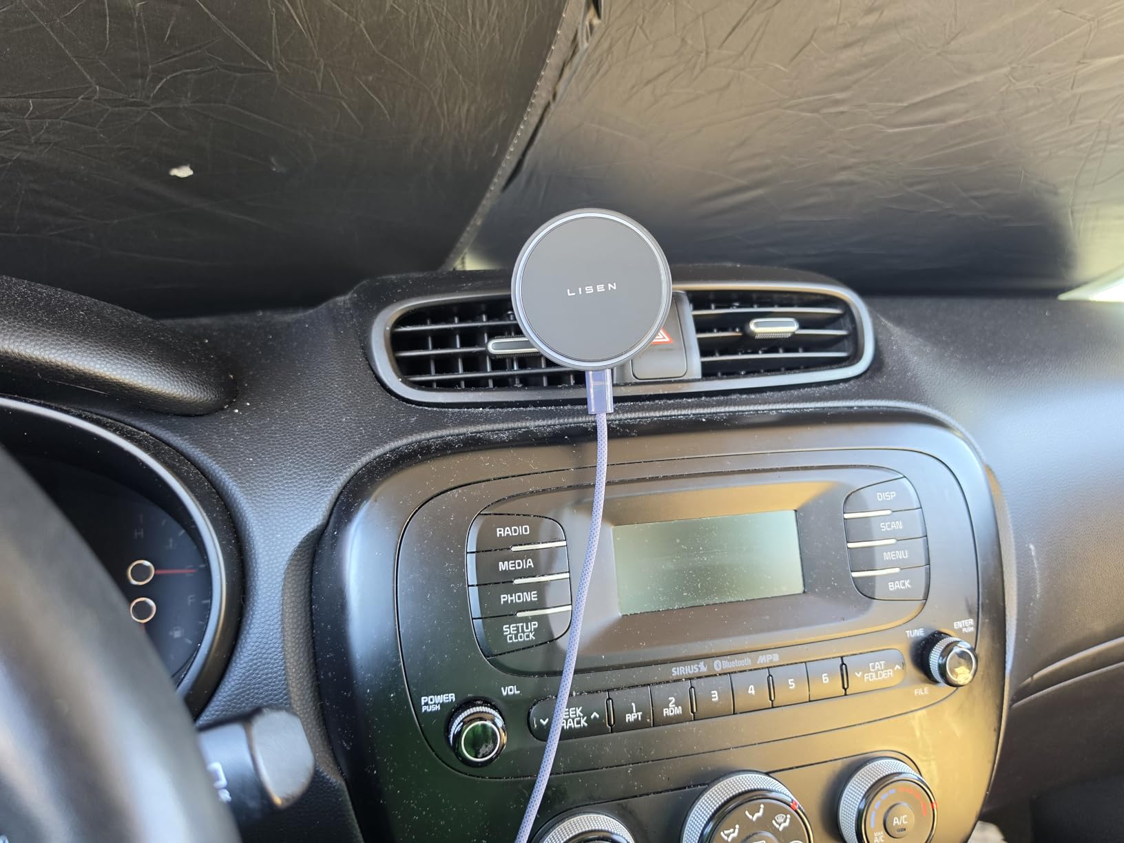 LISEN 15W MagSafe Car Mount Charger, Travel MagSafe Charger, Wireless Car Charger, Magnetic Phone Holder for Car, Phone Holders for Your Car Accessories for Women Men Jeep Ford for iPhone 17-12, Samsung customer photo 2