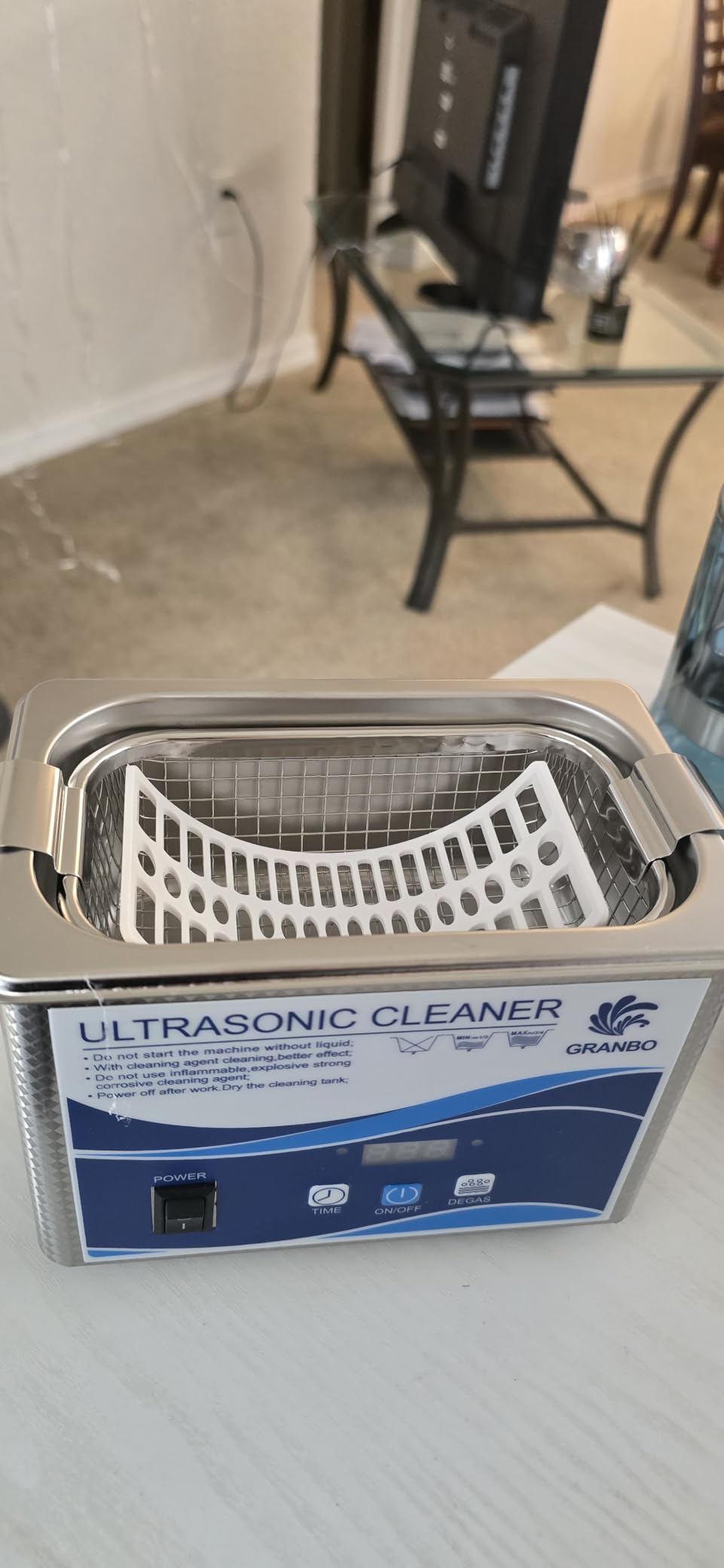 Granbo Ultrasonic Cleaner 3.2L 120W Jewelry Cleaning Ultrasonic Machine 40kHz with Heater Timer and Degassing, 110V Digital Ultrasonic Parts Cleaner for Denture Dental Oral Irrigator Parts Glasses customer photo 2