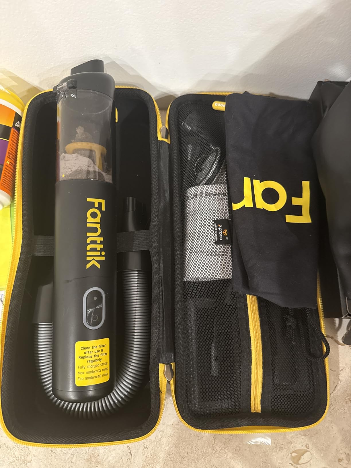 Fanttik Slim V8 APEX Car Vacuum, 4-in-1 Portable Mini Cordless Vacuum with 19000pa Suction Power, Type-C Charge, 2 Suction Modes, Handheld Vacuum for Small Jobs, Car, Office Desk, Keyboards (Black) customer photo 1