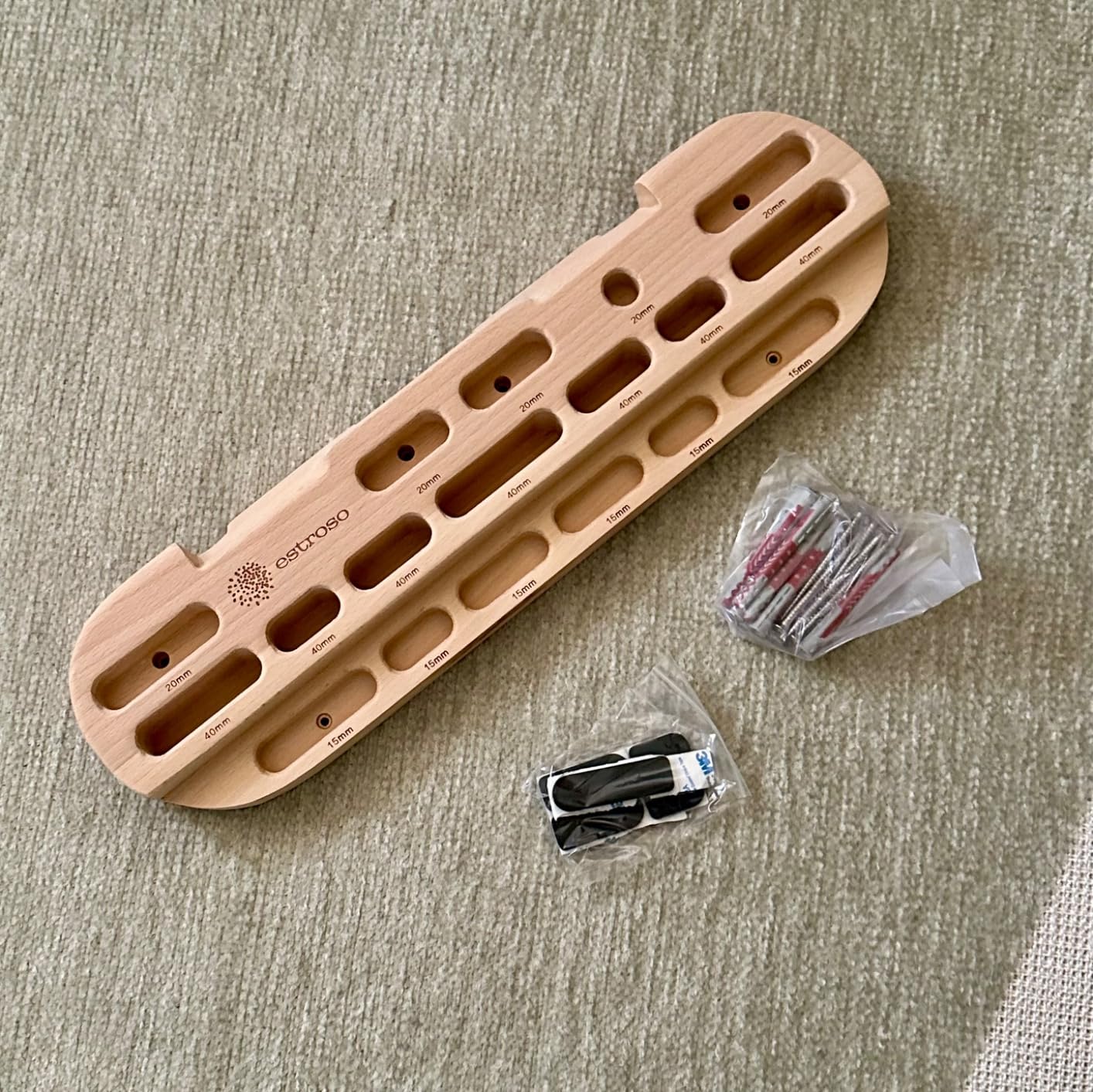 ESTROSO Wooden Hangboard - Training Hang Board with Adjustable Grip Depths, Grip Strengthener, Forearm Exerciser, Pull Ups customer photo 2