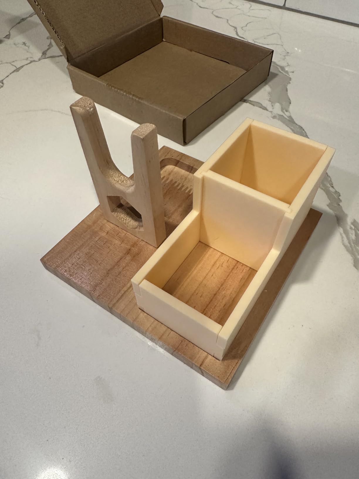 Mini Hot Glue Gun Holder with Glue Stick Organizer, 1 Hot Glue Gun Stand and 2 Storage Boxes, Wooden Hot Glue Gun Kit Storage Compartments, for DIY, Crafts, Home School Project customer photo 2